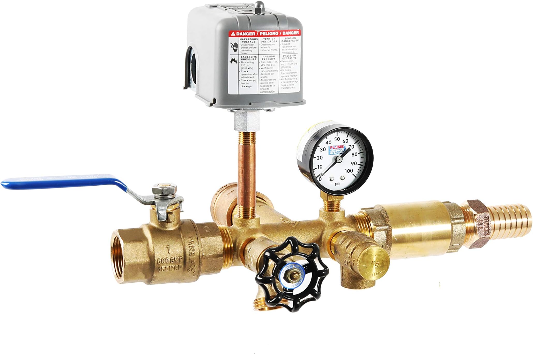 PLUMB eezePlumb eeze Pressure Tank Installation Kiit with 1" Brass Tank Tee will fit tanks with side outlet connection