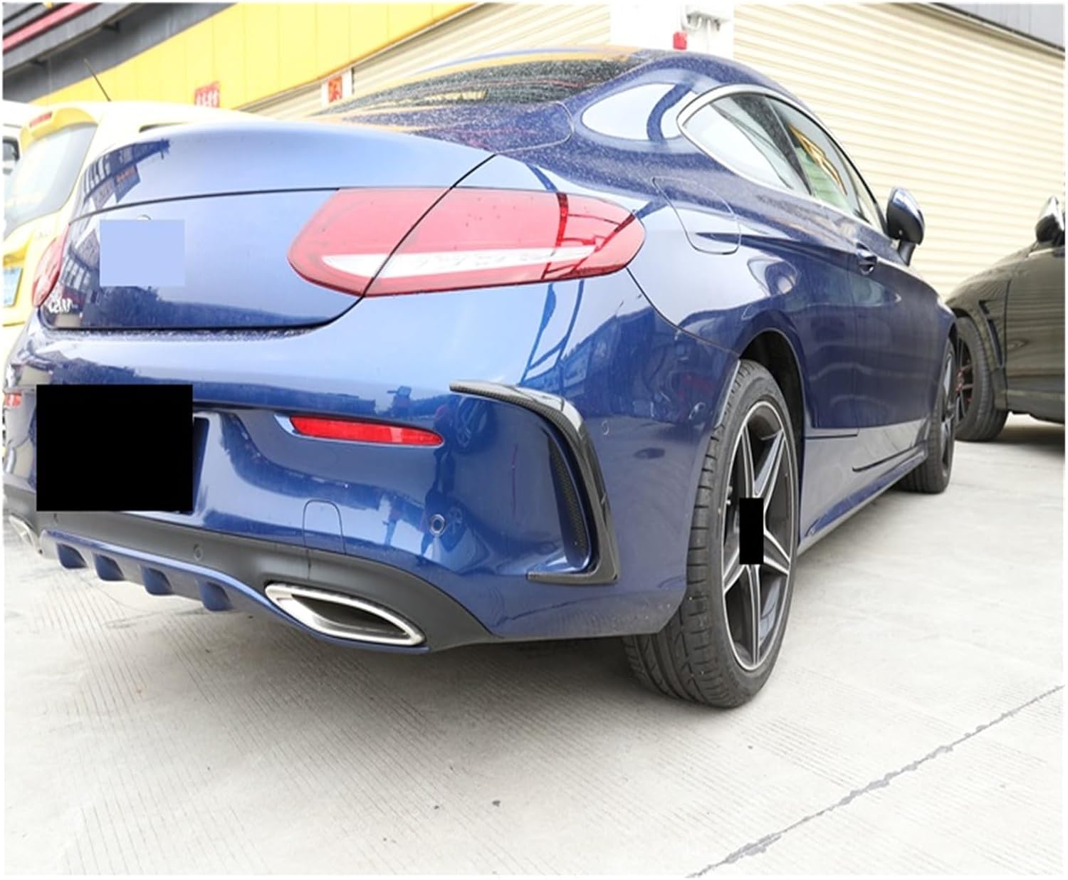 高性能カーボンファイバーエアロダイナミックディフューザースポイラーキット（メルセデスベンツ W205 Cクラスクーペ C 【グロスブラックエアロダイナミックスプリッターフィントリ】