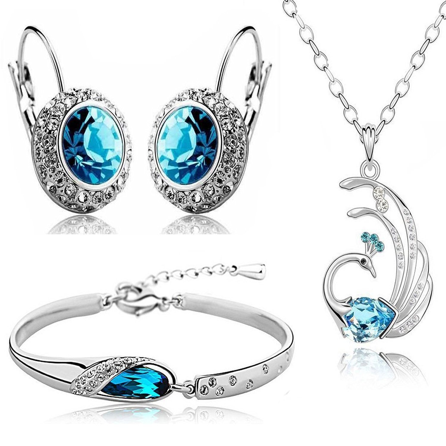 YouBella Fashion Jewellery Crystal Combo of Pendant Necklace Set, Bangle Bracelet and Earrings for Women and Girls (B01MAX3FCC) Amazon Price History, Amazon Price Tracker