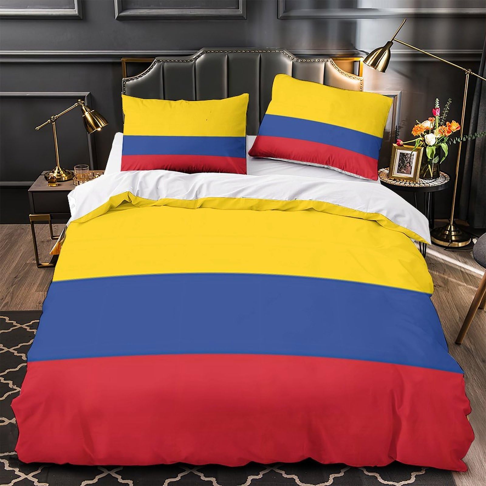 MMDASBVPE Colombian Flag Quilt Cover 3D Design Printed Hypoallergenic 3 Pcs Bedding Set Zipper Comforter Cover Super Soft Machine Washable for Kids Adults Women Teens Youth Single（140x200cm）