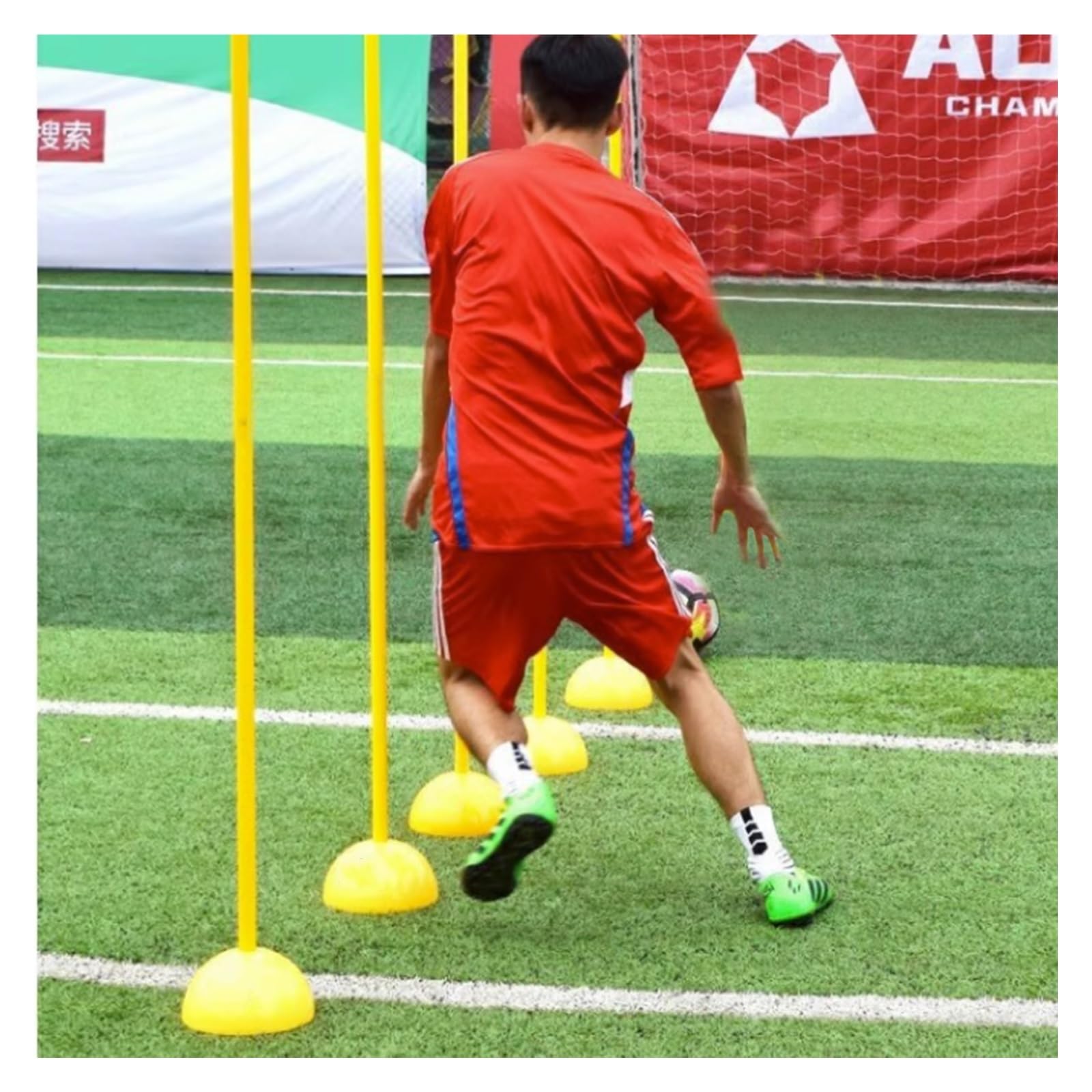YXXSDP Fußball Slalomstangen Fußball-Trainingsstangen Gelb, 1 1.2 1.5 M Trainerstöcke Sportgeräte, Mit Befüllbarem Boden, Für Leichtathletik Bounce Dribbling Und Koordination (Size : 1m/39.4inch)