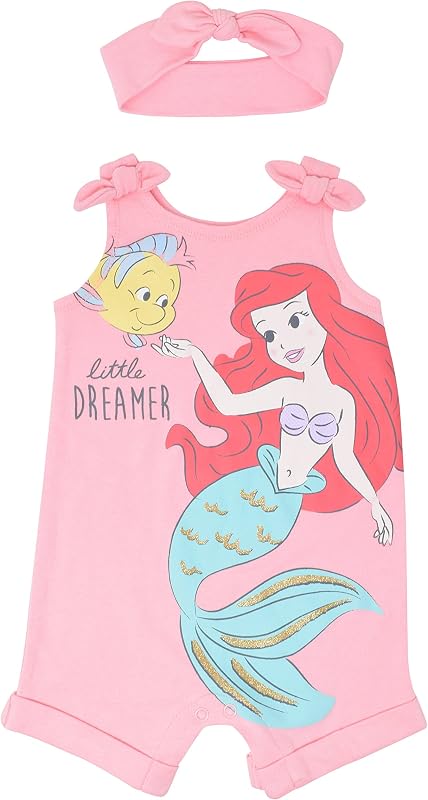 Disney Princess Rapunzel Ariel Belle Jasmine Aurora - Pelele y diadema para niñas recién nacidas a niños pequeños