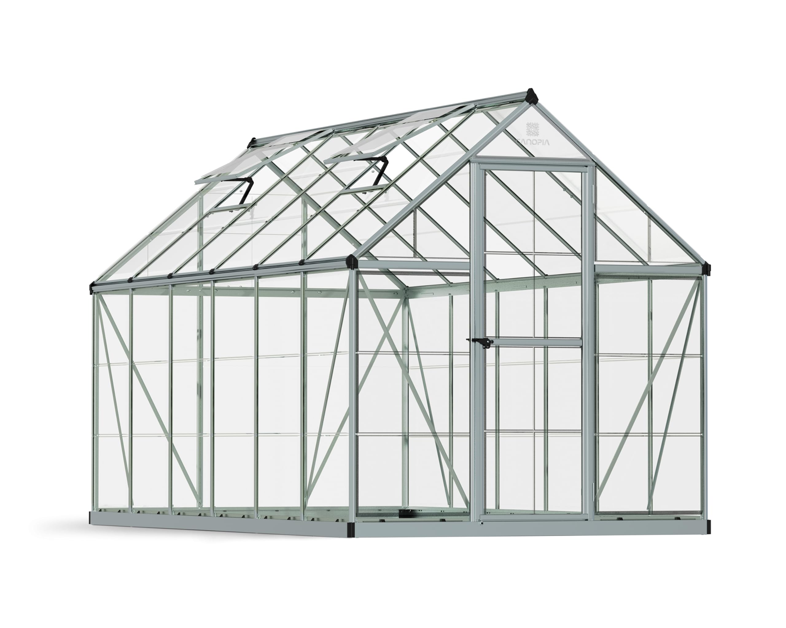 CANOPIA Serre en Aluminium (argenté, 15,​2 x 30,​5 cm) – Panneaux en Polycarbonate durables, Assemblage de Panneaux coulissants