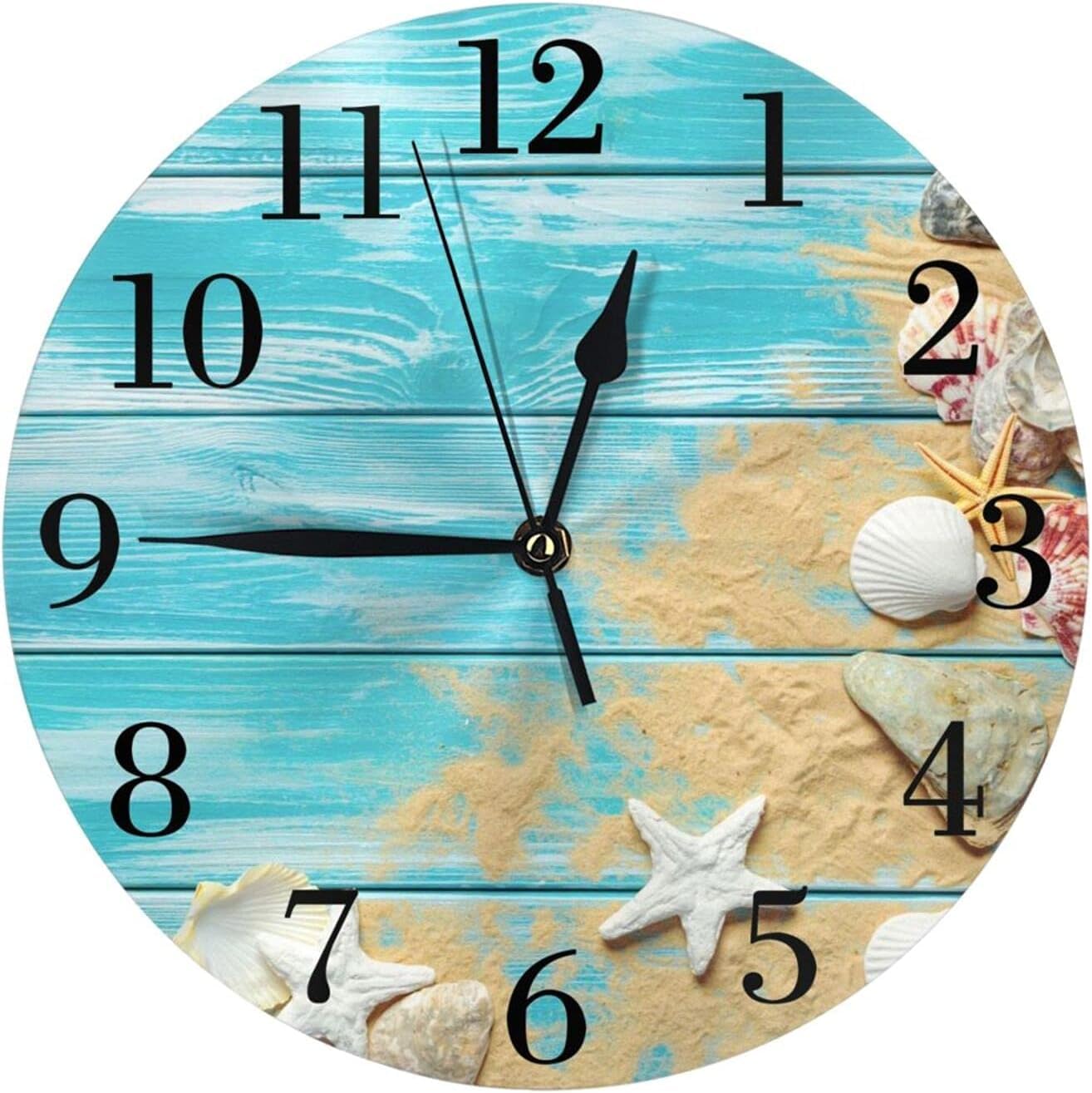 Snapklik.com : TKCHAX 12 Inch Coastal Beach Themed Wall Clock