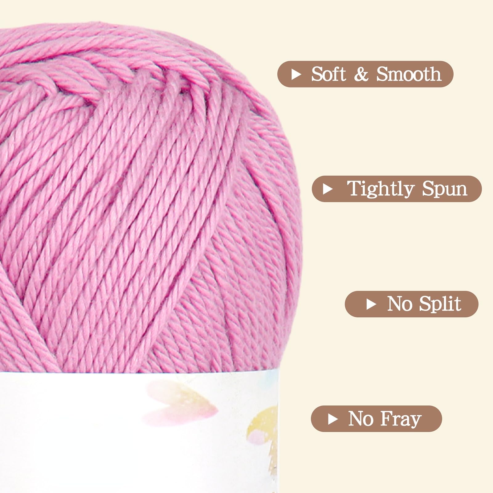 Reessy 100% Cotton Yarn for Crochet and Knitting 6 Skeins (50g Each, 300g Total) - Image 2