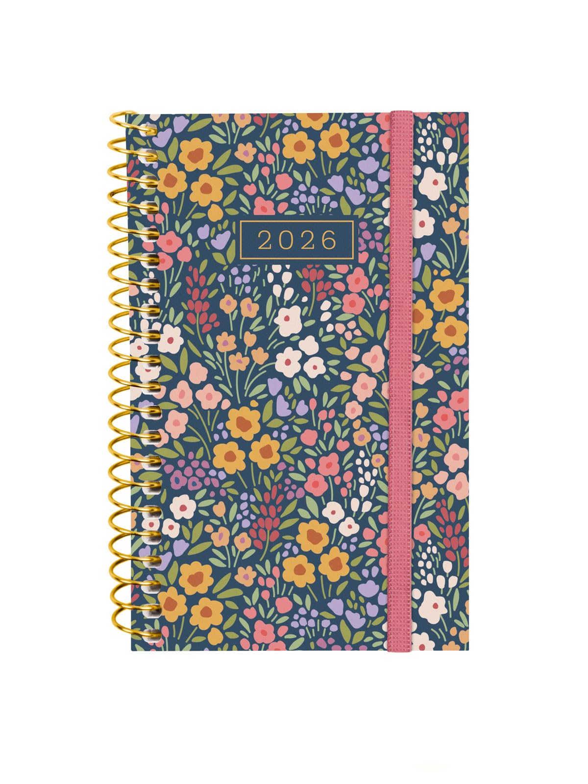 Finocam - Spiral Agenda 2026 Week to View Horizontal | January - December (12 months) | Yearly Agenda 2026 | Polypropylene Cover Spiral Design Collection - Flora