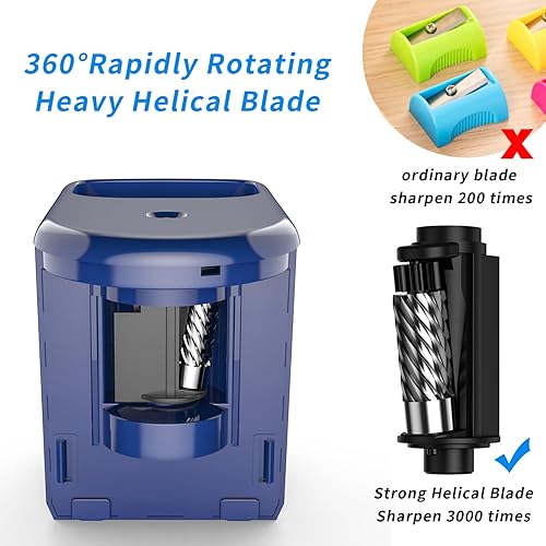 Miniatura 4 de Sacapuntas eléctrico de alta resistencia, sacapuntas helicoidales de hoja USBfunciona con pilas para lápices n. 2 (0.236-0.315 in) con parada