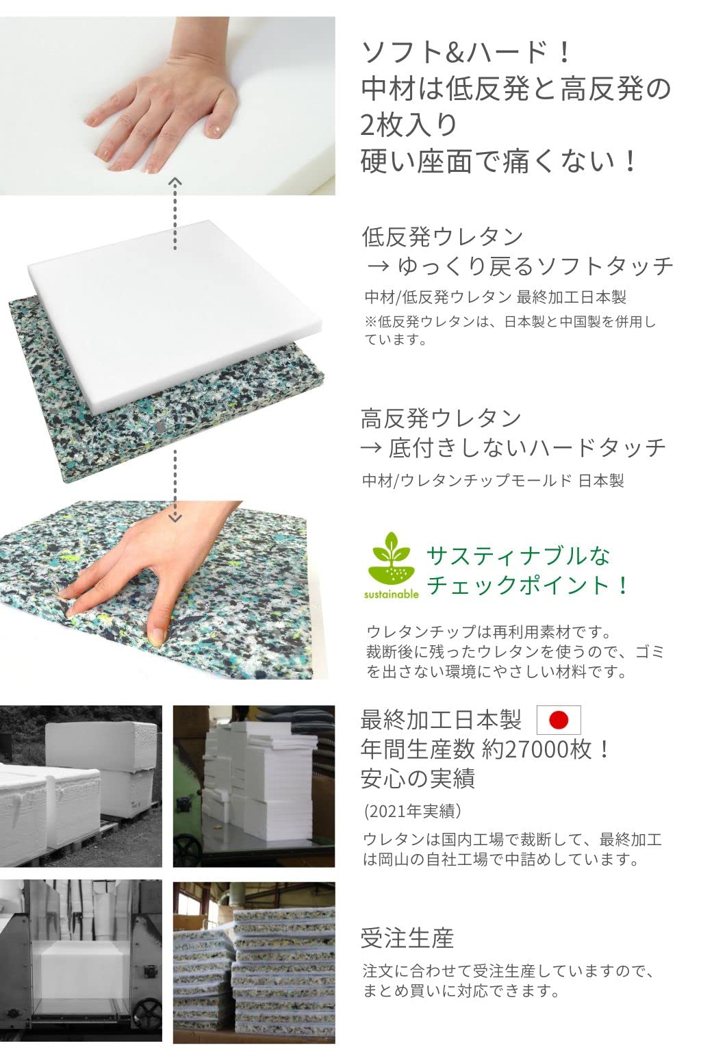 Amazon.co.jp: 金鵄 レザークッション 日本製ウレタン 低反発 高反発
