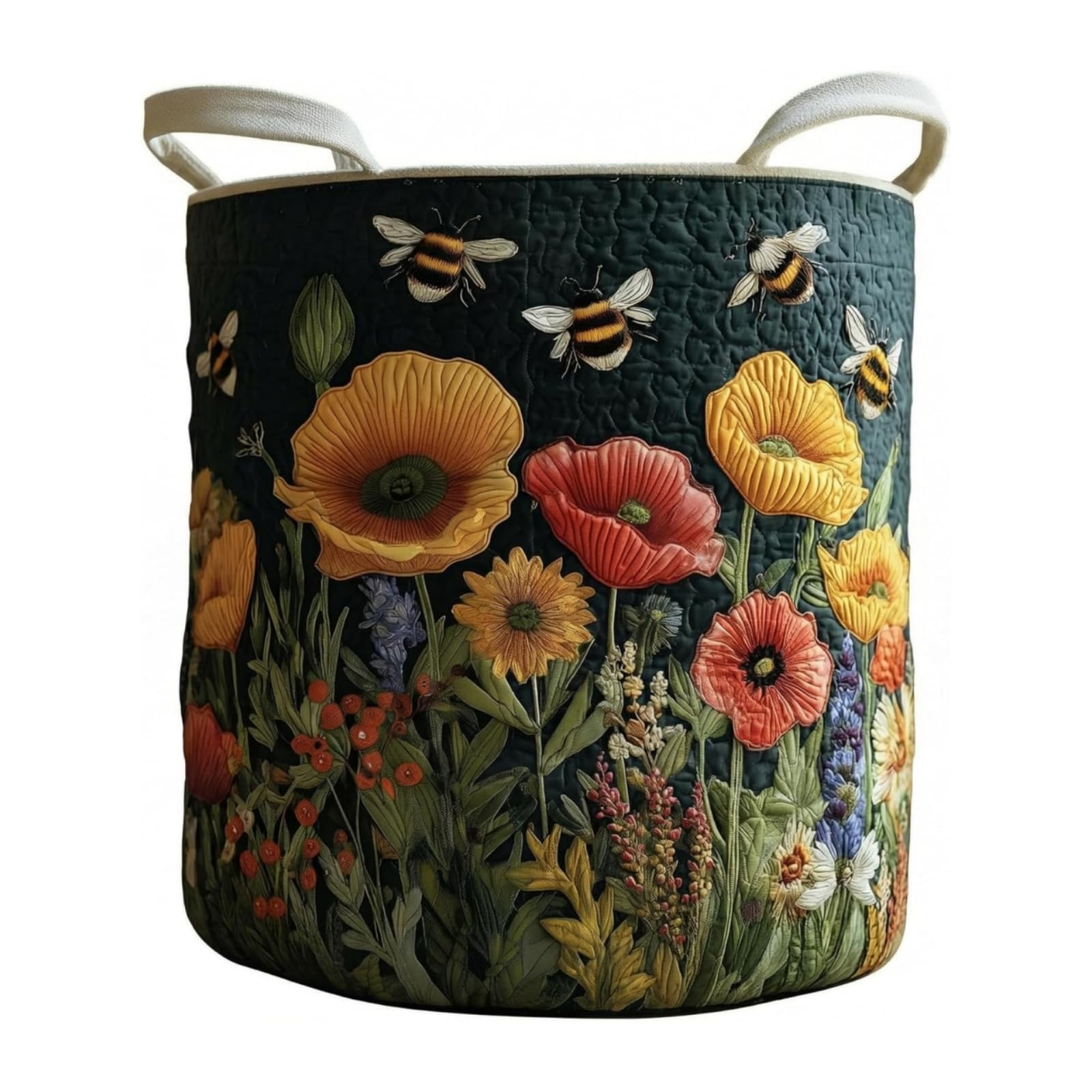 SDSFGX Large Quilted Laundry Basket Foldable Laundry Hamper with Handles Cute Boho Quilted Storage Basket for Clothes Toys