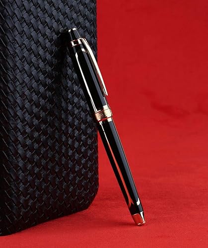 Asvine Hero Classic 100 - Pluma estilográfica de oro macizo de 14 quilates, borde dorado y pluma de flecha con estuche de regalo