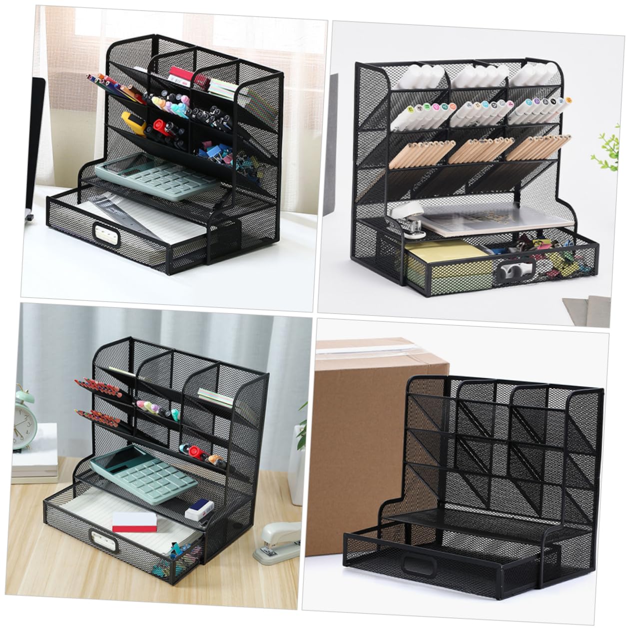 Organizzatore per Cancelleria Scatola Portaoggetti in Metallo Organizer per Penne Portapenne da Scrivania Supporto Portaoggetti Resistente e Facile da Pulire