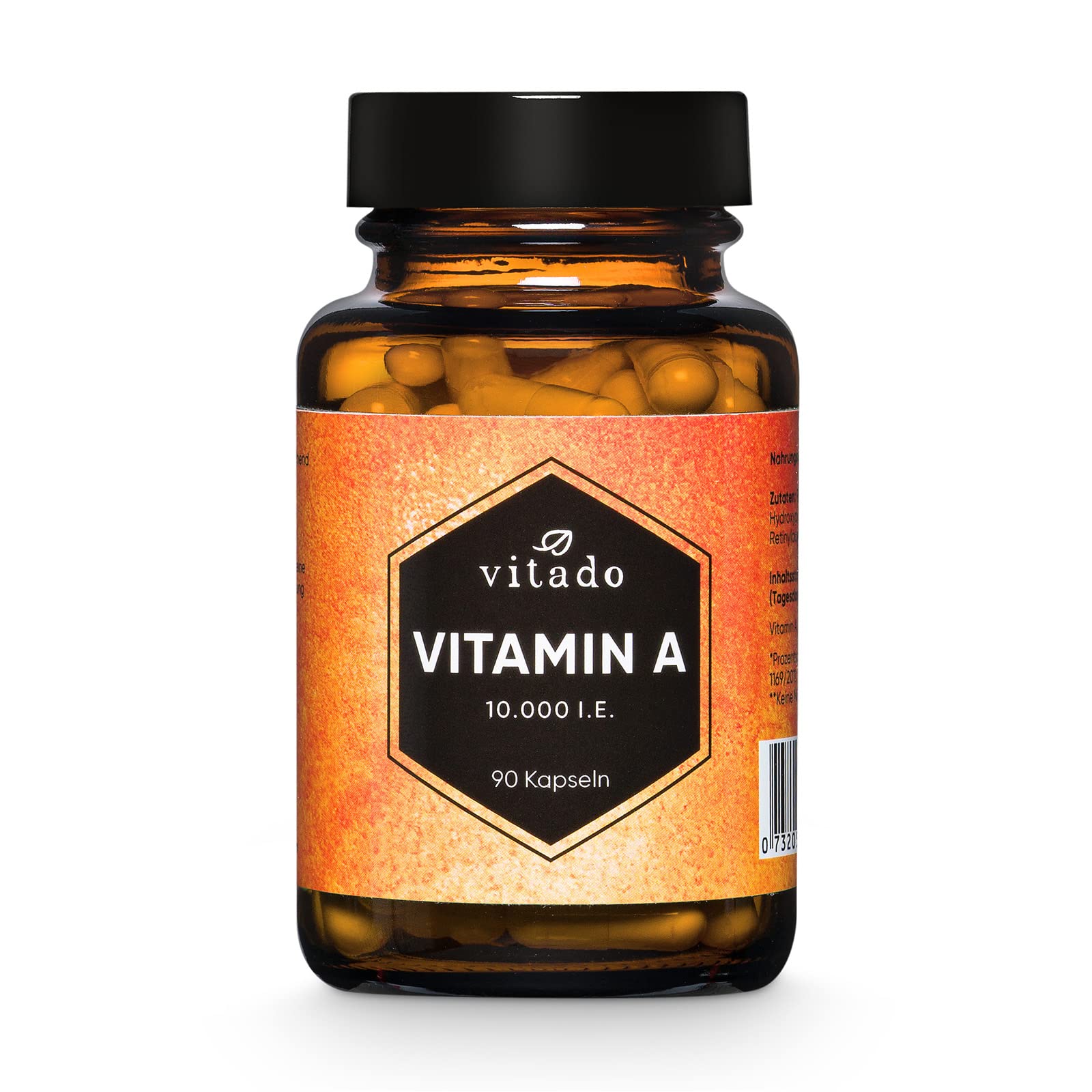 Vitamin A hochdosiert - 10.000 IE - Laborgerechte 90 Kapseln Glas - Vegane Qualität