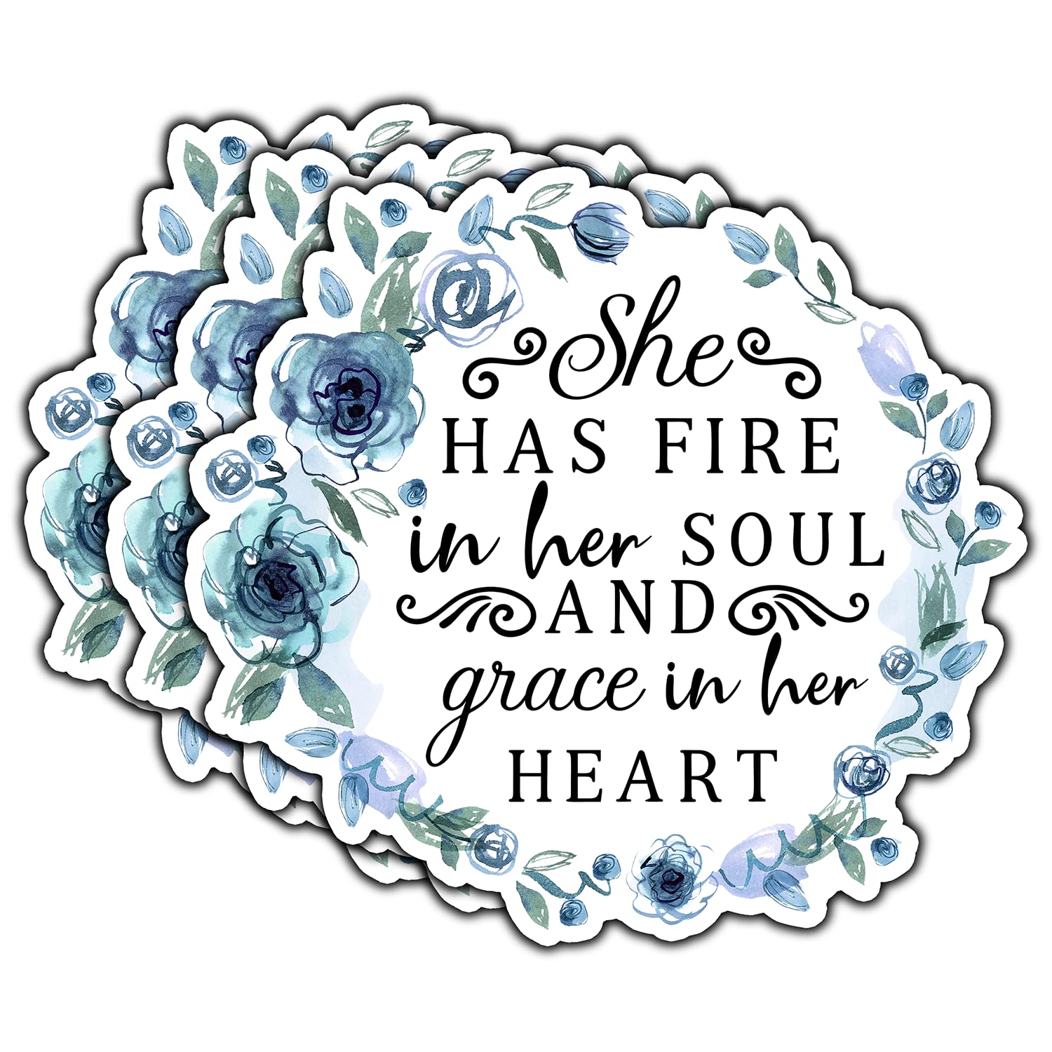 (3Pcs) She Has Fire in Her Soul and Grace in Her Heart Inspirational Quote Sticker for Laptop Motivational Vinyl Waterproof Positive Kindness Stickers