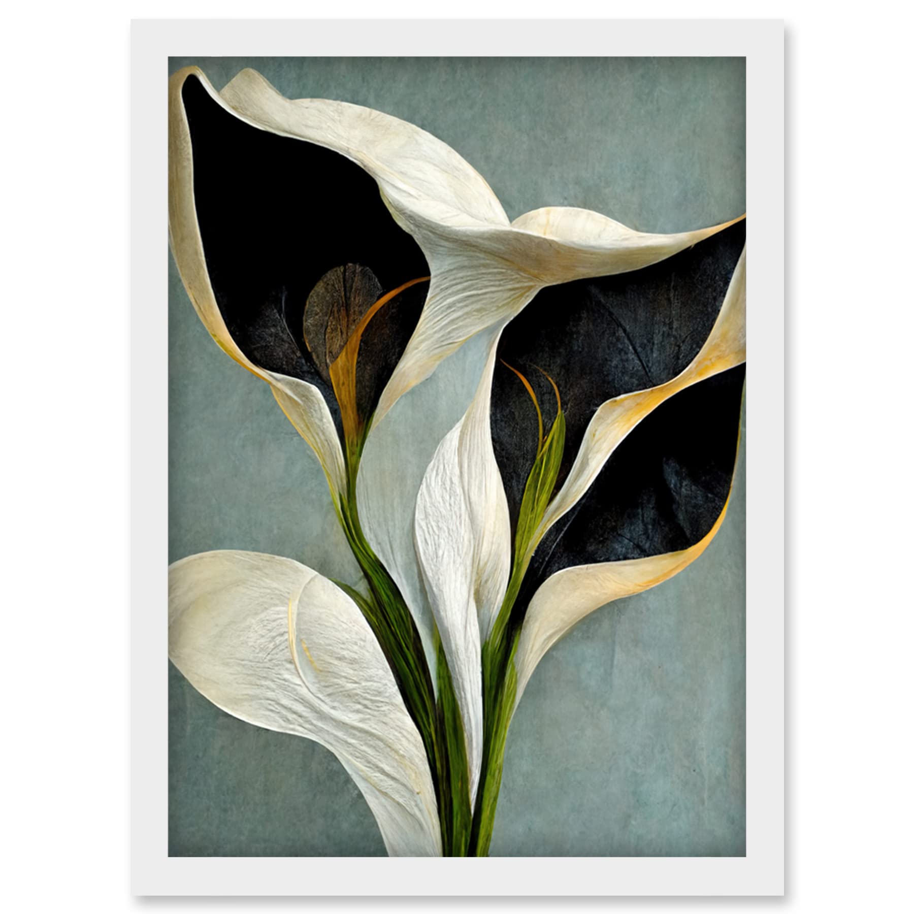 Doppelganger33 LTD White Calla Lily Flower Pistil Bouquet Elegant Artwork Framed Wall Art Print A4