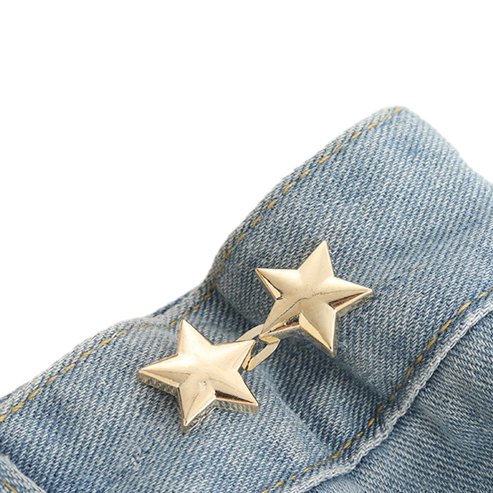Wylzlkx Gold Star Pant Jean Button Pins Adjustable Waist Buckle Tighten Waist