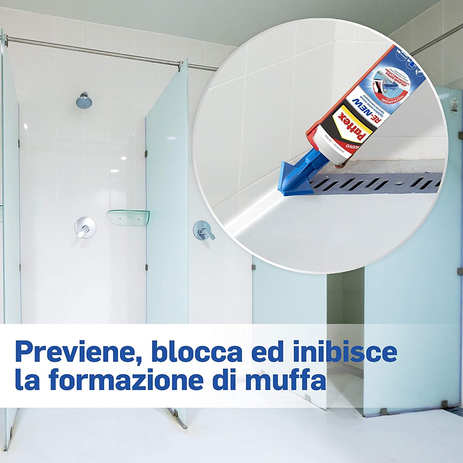 Pattex RE-NEW cartuccia silicone, silicone bianco per piastrelle e sanitari, rinnova sigillature facile da usare, impermeabile e con tripla azione antimuffa, 280ml cartuccia