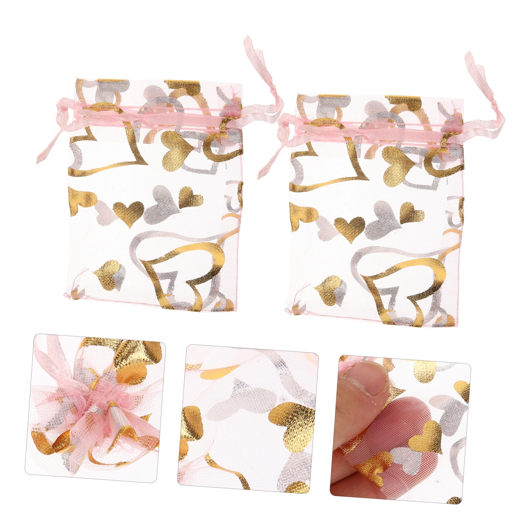 Healeved 300pièces Organza Avec Cordon De Serrage Lot De Pochettes Roses Tulle Pour Bijoux Et Élégant Et Pratique Pour Mariages Et Fêtes