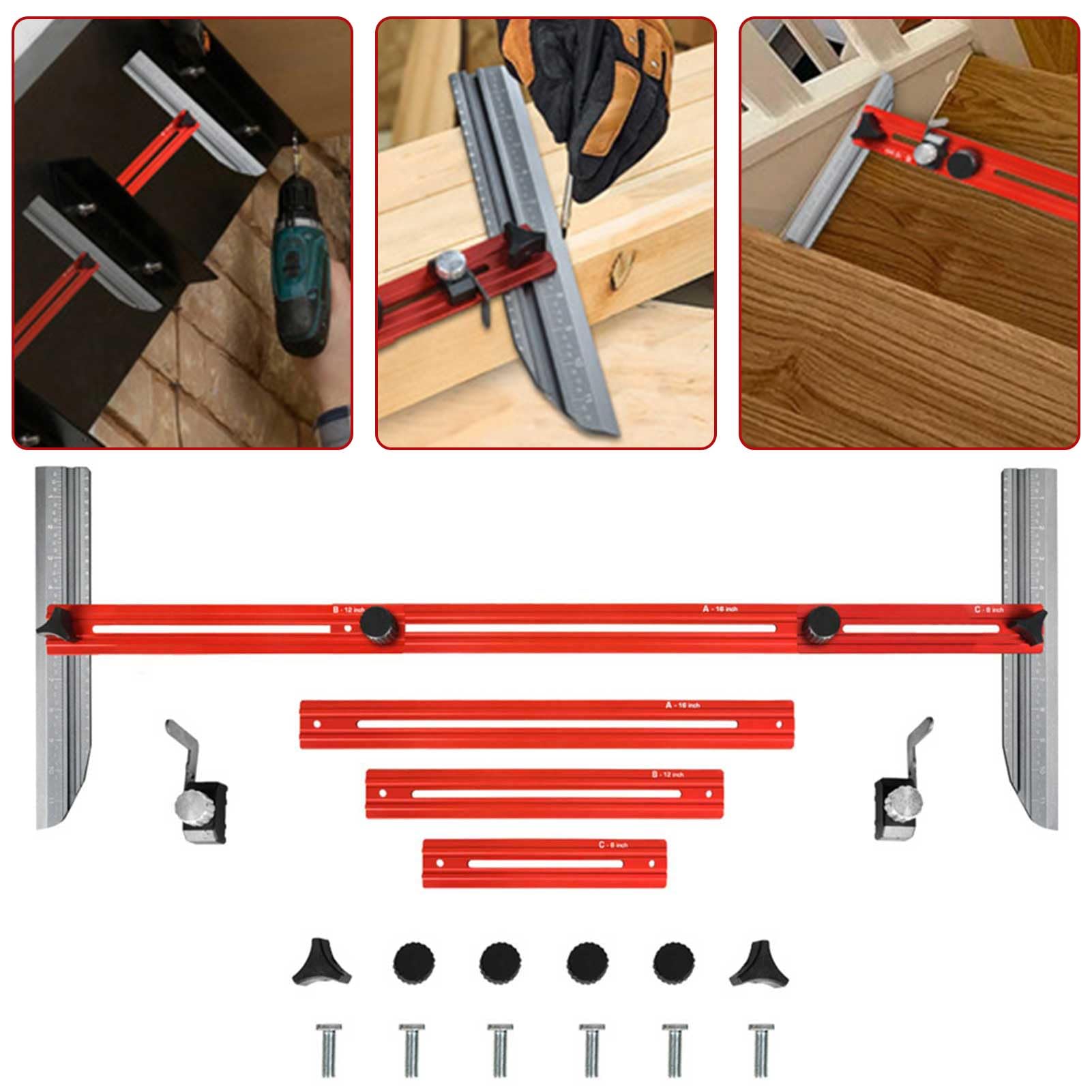 Pro przyrząd do pomiaru schodów – regulowany miernik stopu aluminium z precyzyjną skalą, wielofunkcyjne narzędzie do układania bieżników schodowych, pionów, półek i montażu płyt kartonowo-gipsowych