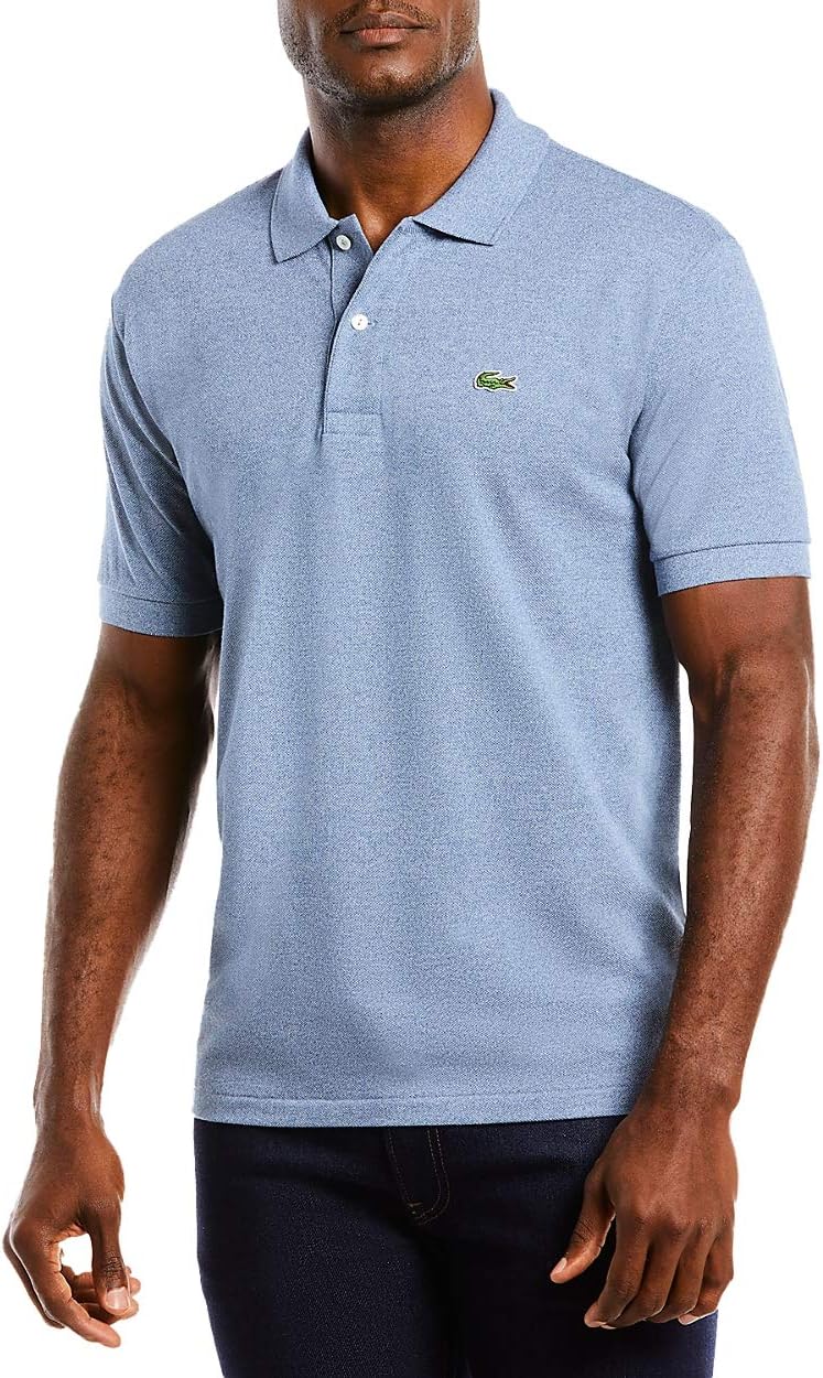 Lacoste Men's Original L.12.12 Heathered Petit Piqué Cotton Polo Shirt, Light Indigo Blue, Small