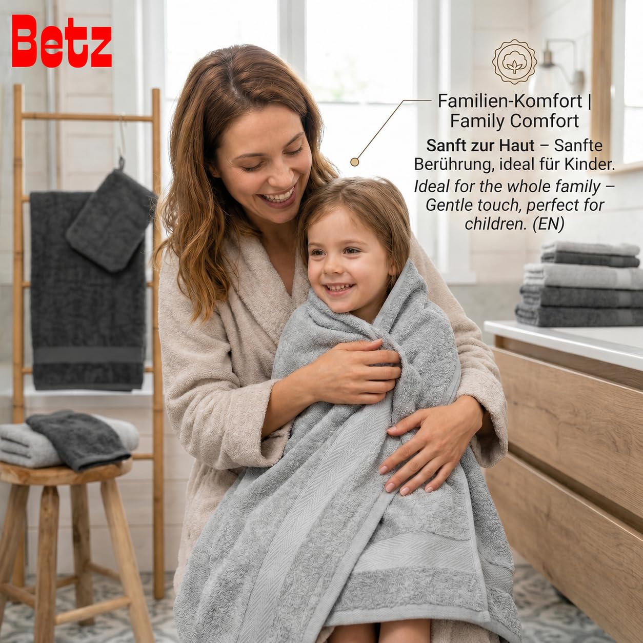 Betz set di 10 asciugamani Premium 100% cotone 2 teli doccia 4 asciugamani 2 asciugamani per ospiti 2 guanti da bagno colore antracide e grigio argento