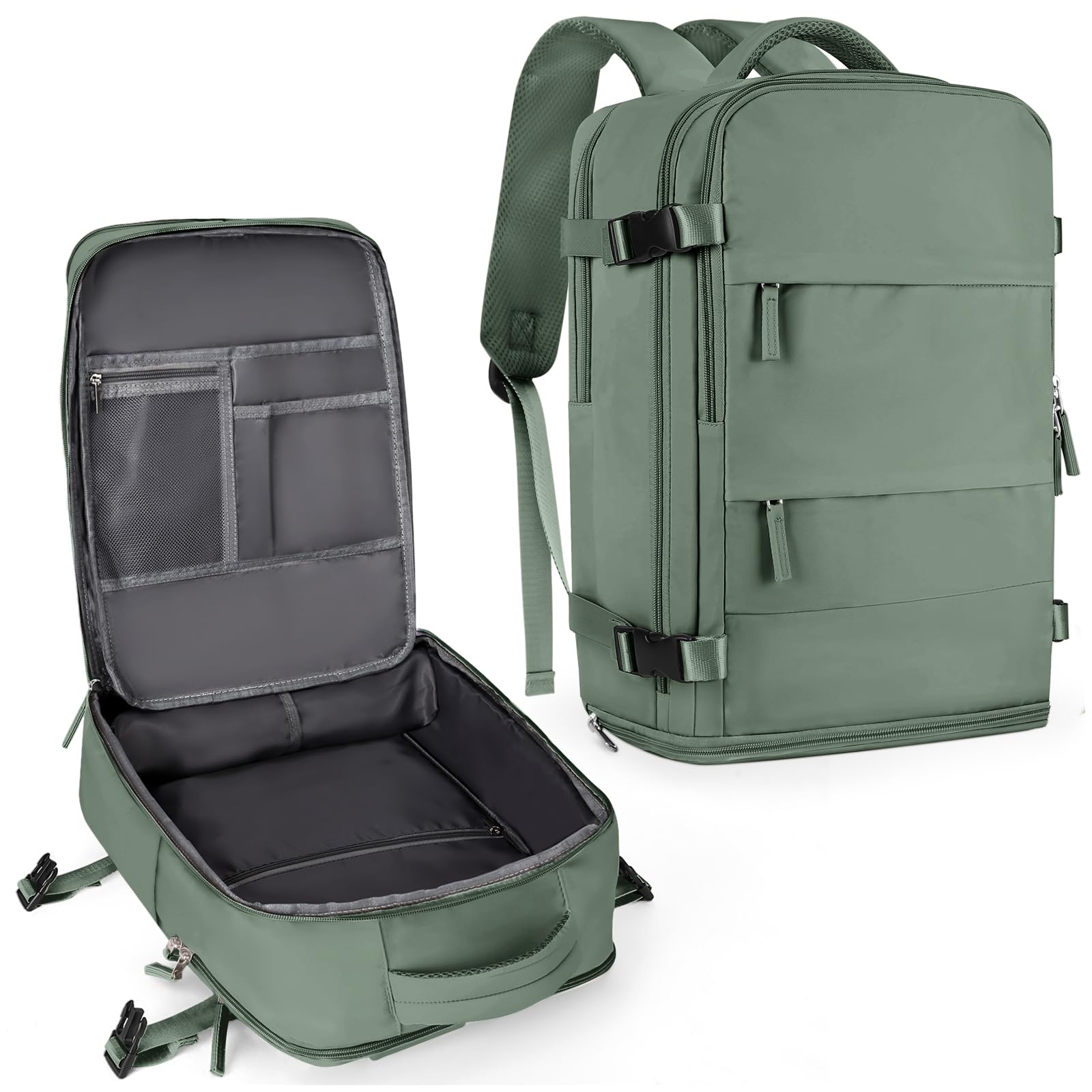 coowoz Large Travel Backpack For Women Men,Carry On Backpack,Hiking Backpack Waterproof Outdoor Sports Rucksack L Green