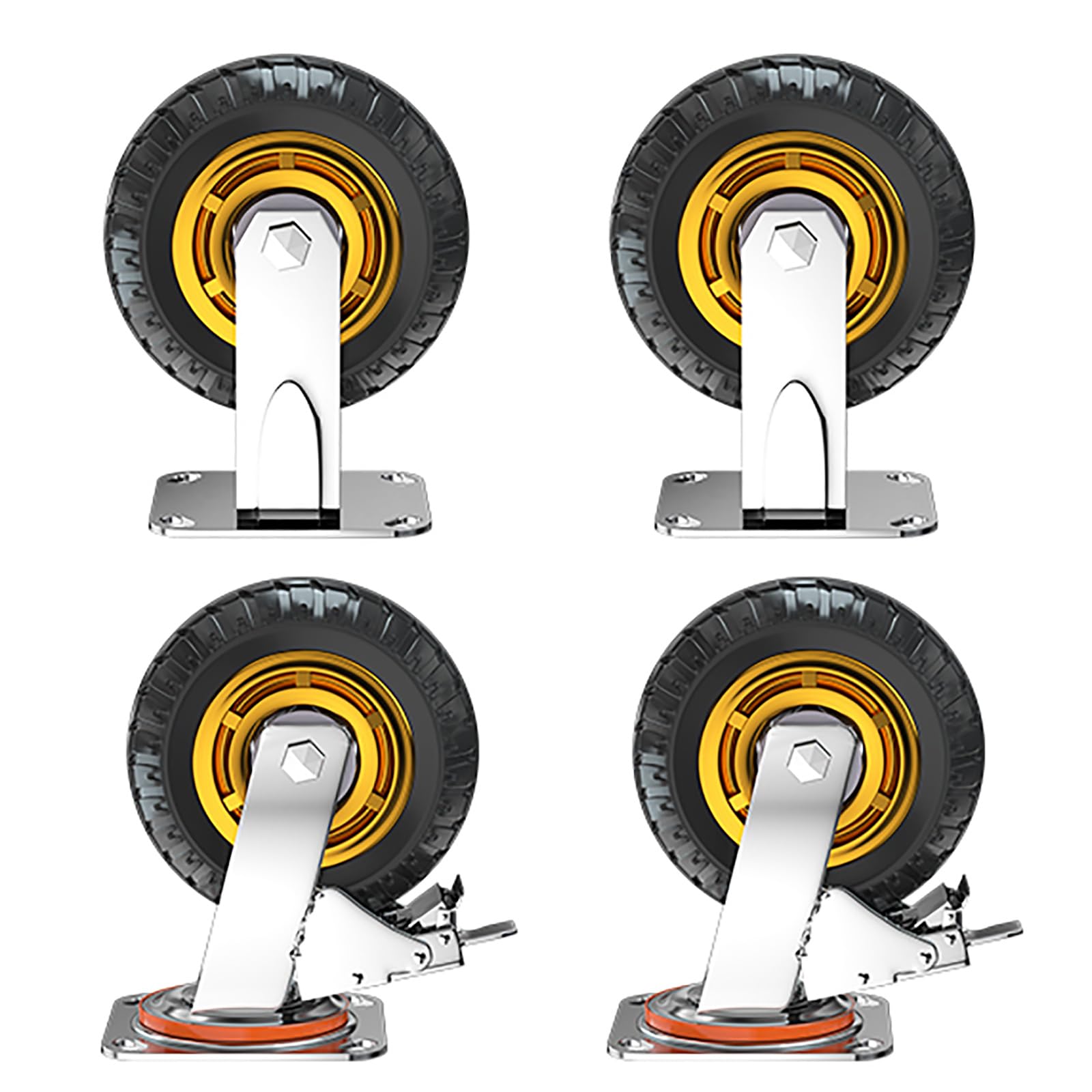 GYEQXKT Heavy Duty 75mm Swivel Caster Wheels with Double Ball Bearings - 6 Inch Size 2 Fixed & 2 Brakes - Perfect for Furniture Trolleys and Equipment Mobility