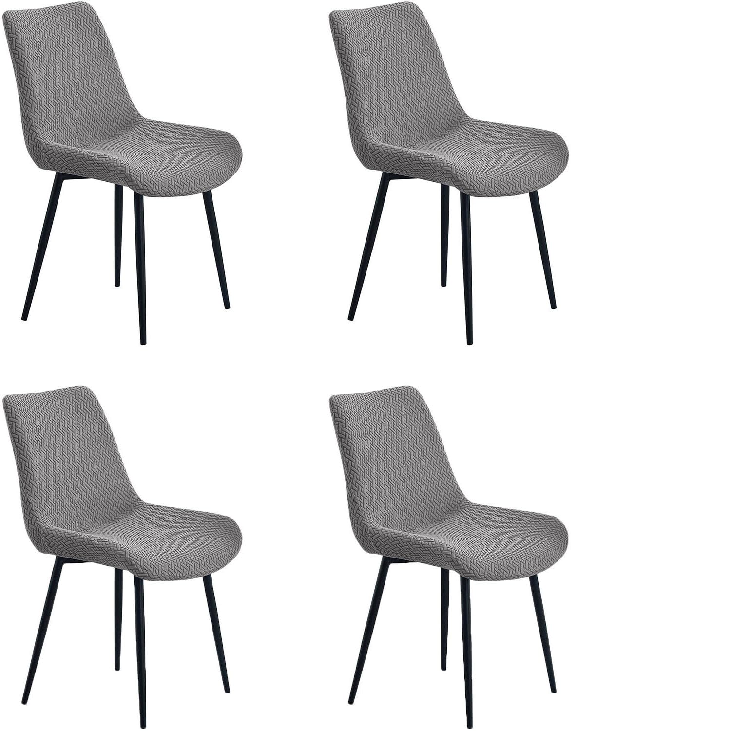 YOPOIY Shell Chair Covers Set of 6 4 2, High Stretch Curved Back Dining Chair Slipcovers, Mid Century Modern Armless Accent Side Chair Furniture Protector (grey,4 PCS)