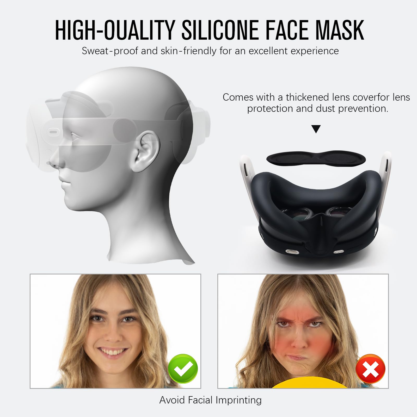 AIPINQI Accesorios para Meta Quest 3, juego de fundas protectoras de silicona VR 3 en 1 para Oculus Quest 3, a prueba de sudor, lavable, a prueba de luz, antifugas, almohadilla facial, cubierta de