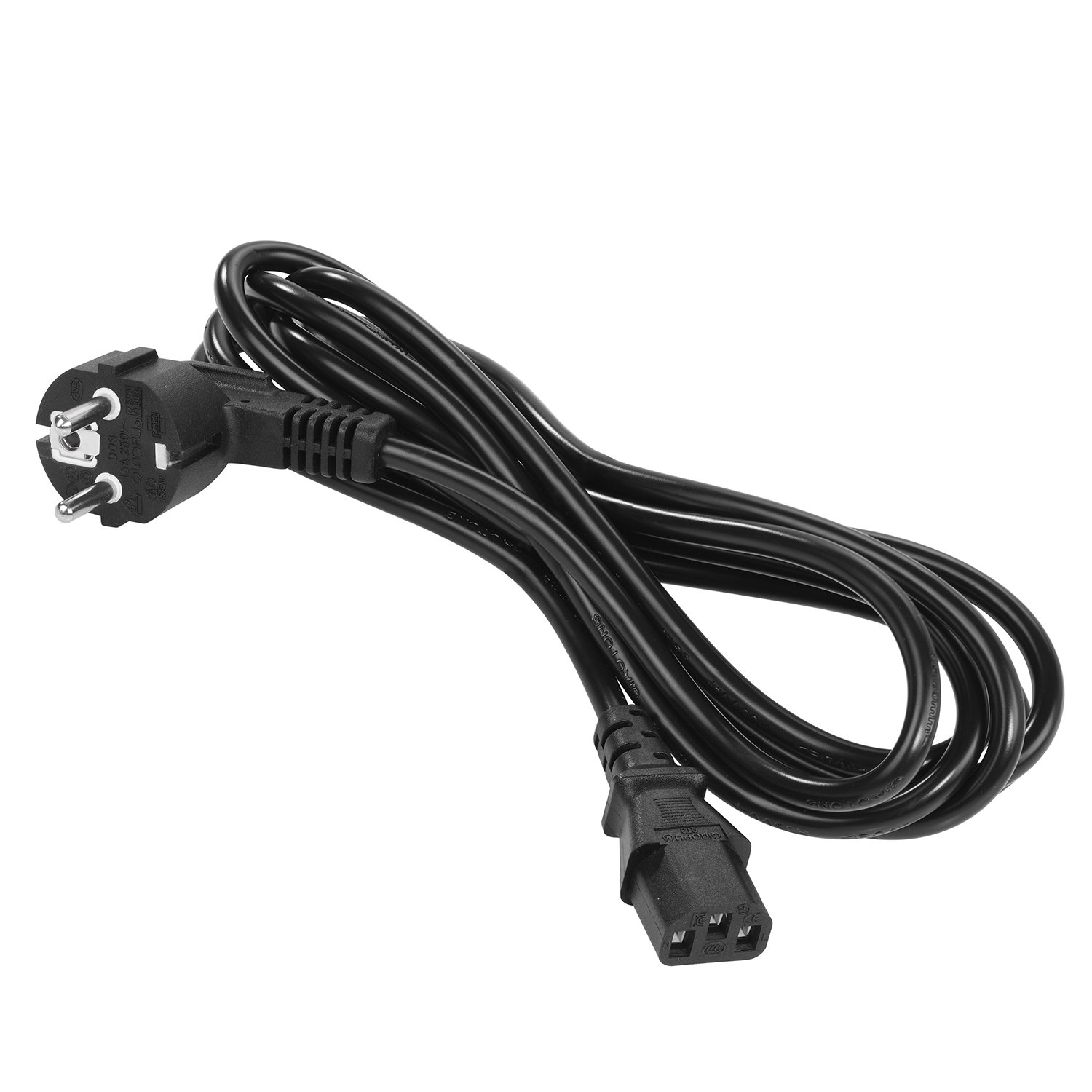 5er Pack Netzkabel Kaltgerätekabel Abgewinkelt Stromkabel mit Schutzkontakt - 5m, Schwarz