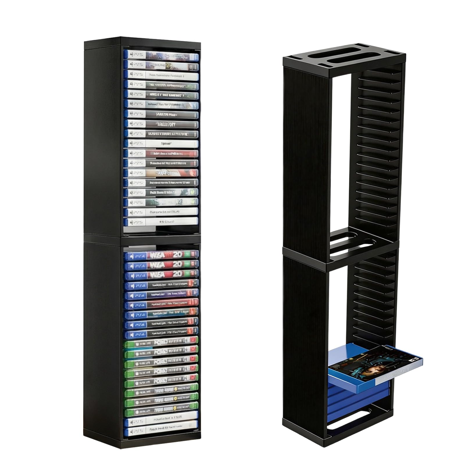 Videogioco Torre di stoccaggio compatibile con PS5 PS4 Slim Pro Game Disc Scaffale per 36 Giochi Supporto in Plastica Nero Sistema di Organizzazione Salvaspazio per Giochi