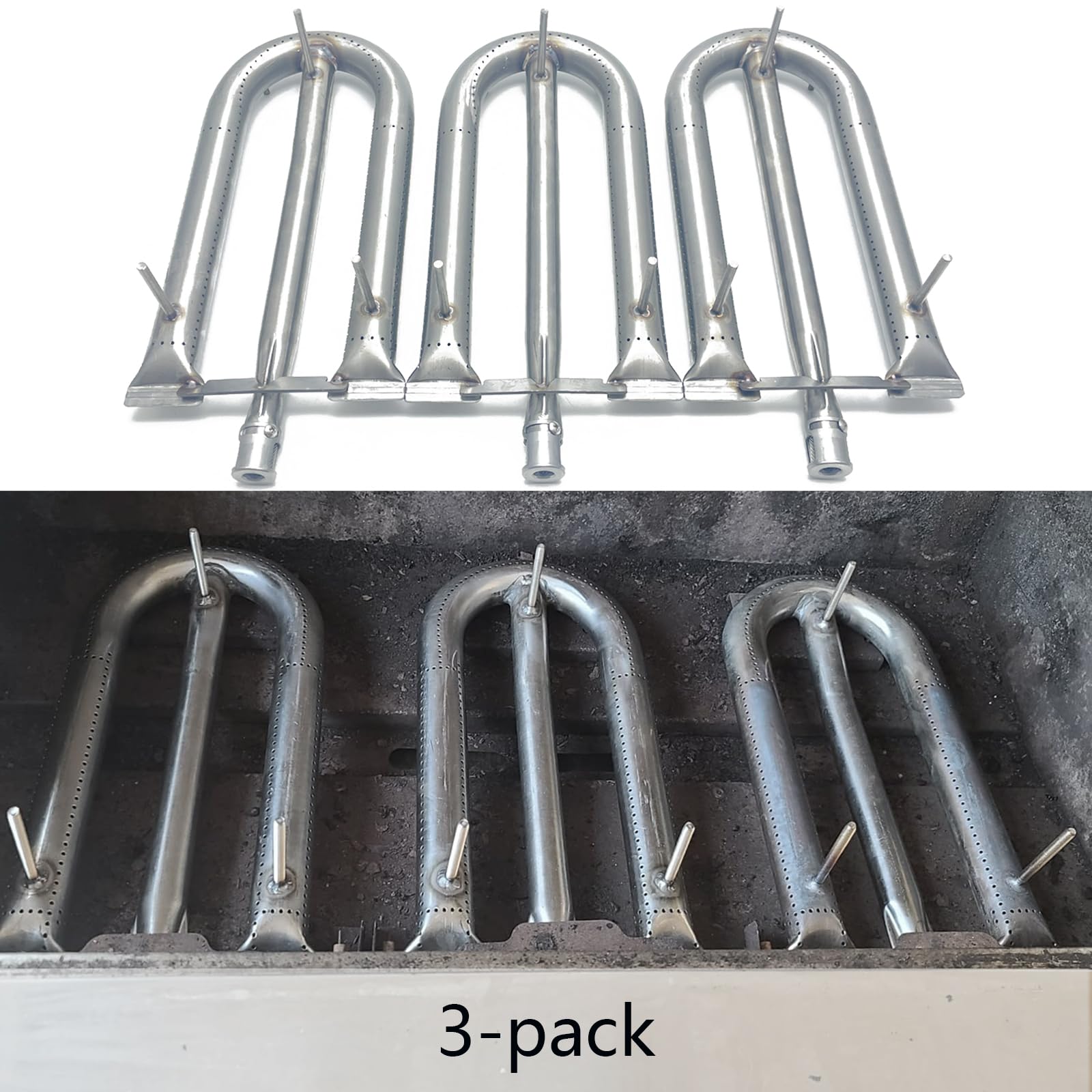 Piezas de repuesto de quemador de acero inoxidable resistente de 3 piezas para AOG, American Outdoor 24NB 24NG 24NP 24PC 30NB 30PC 36NB 36PC parrillas de gas 14 1/2 pulgadas x 6 1/4 pulgadas