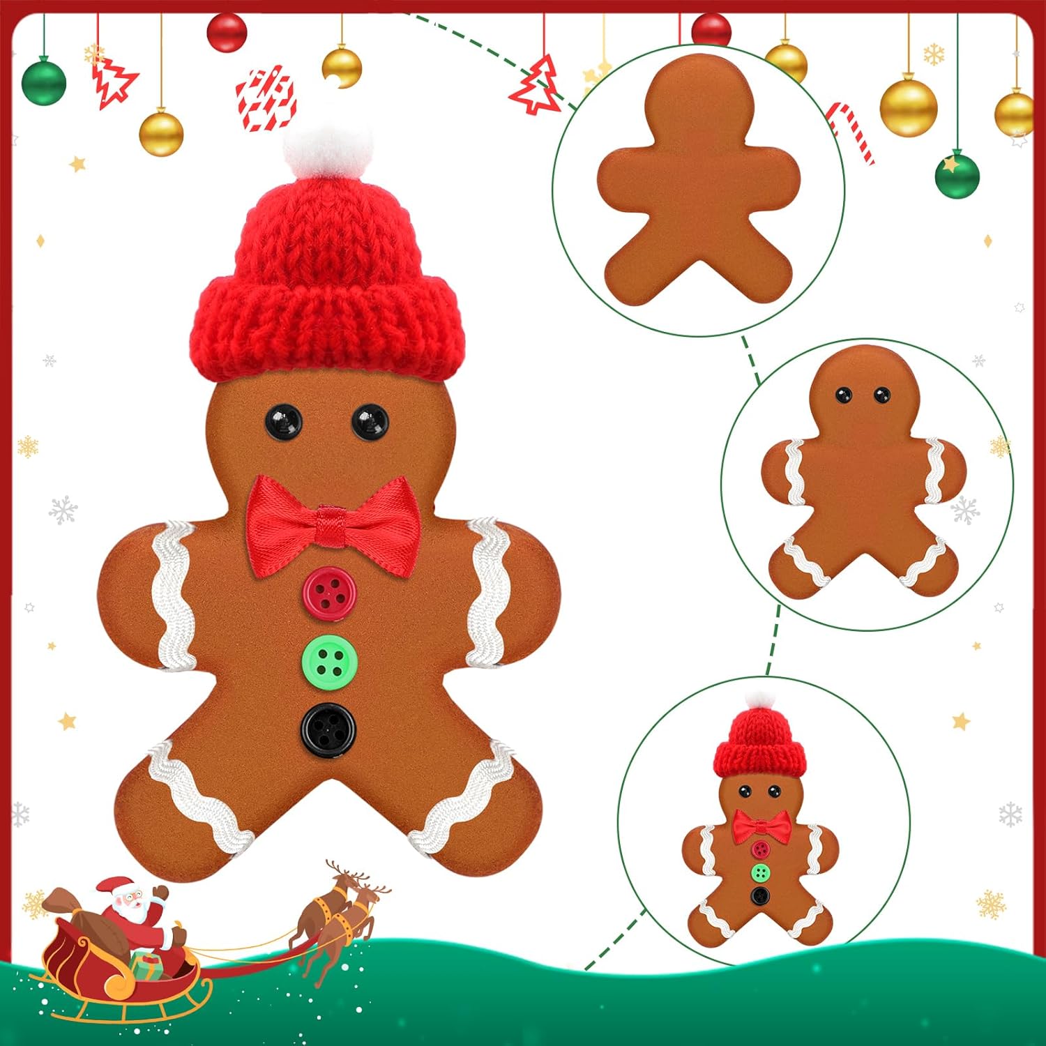 Shappy 24 Pack Christmas Gingerbread DIY Craft 255 Pcs Build Gingerbread Craft Kit Christmas Decoration Air Dry Modeling Clay for Winter Party DIY Gift Indoor Outdoor Holiday Decoration