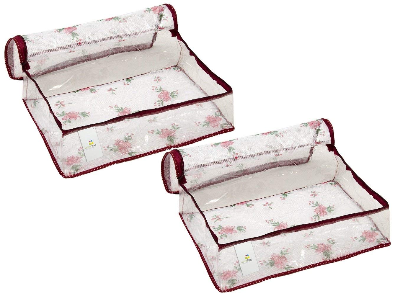 Organisateur de vêtements bordeaux : lot de 2 couvre-jupons en filet motif floral