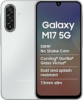 Samsung Galaxy M17 5G Mobile (Moonlight Silver, 8GB RAM, 128GB Storage) | 50MP OIS Triple Camera | Gorilla Glass Victus| IP54 | 6 Gen OS Upgrades | AI | Gemini Live | Lag-free Gaming | Without Charger