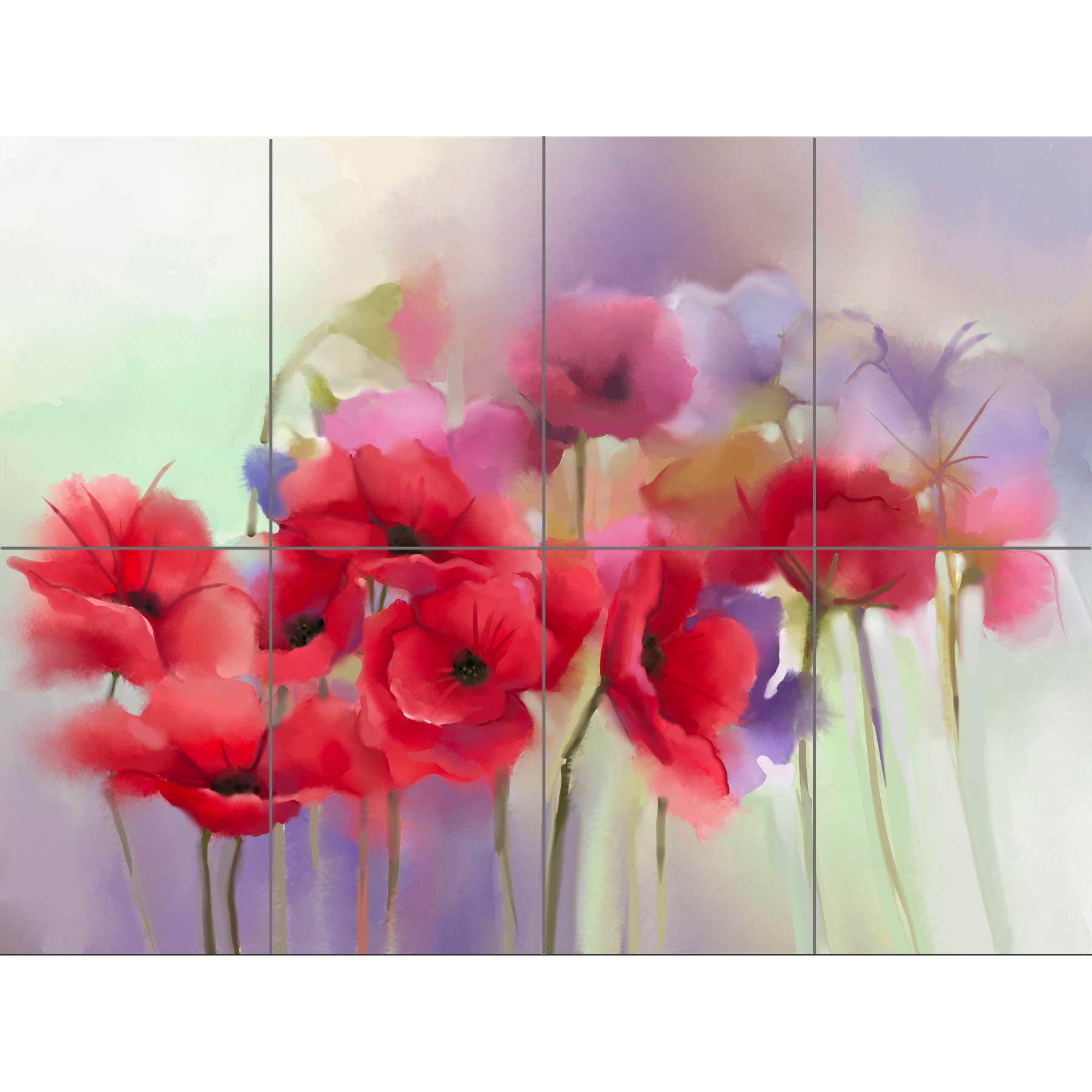 Artery8 Flowers Dreamy Poppies XL Giant Panel Poster (8 Sections)