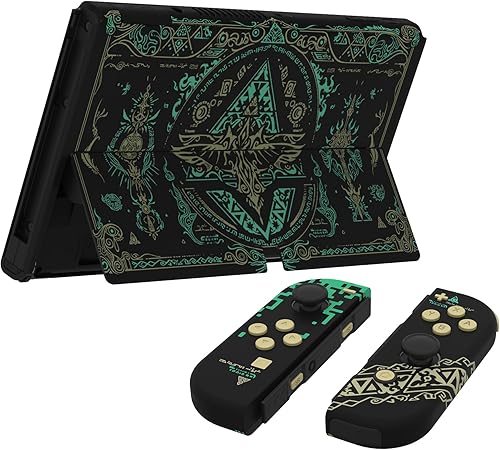 Miniatura 7 de eXtremeRate Juego completo de carcasa de bricolaje para Nintendo Switch OLED, placa trasera de consola y soporte, carcasa para controlador de mano