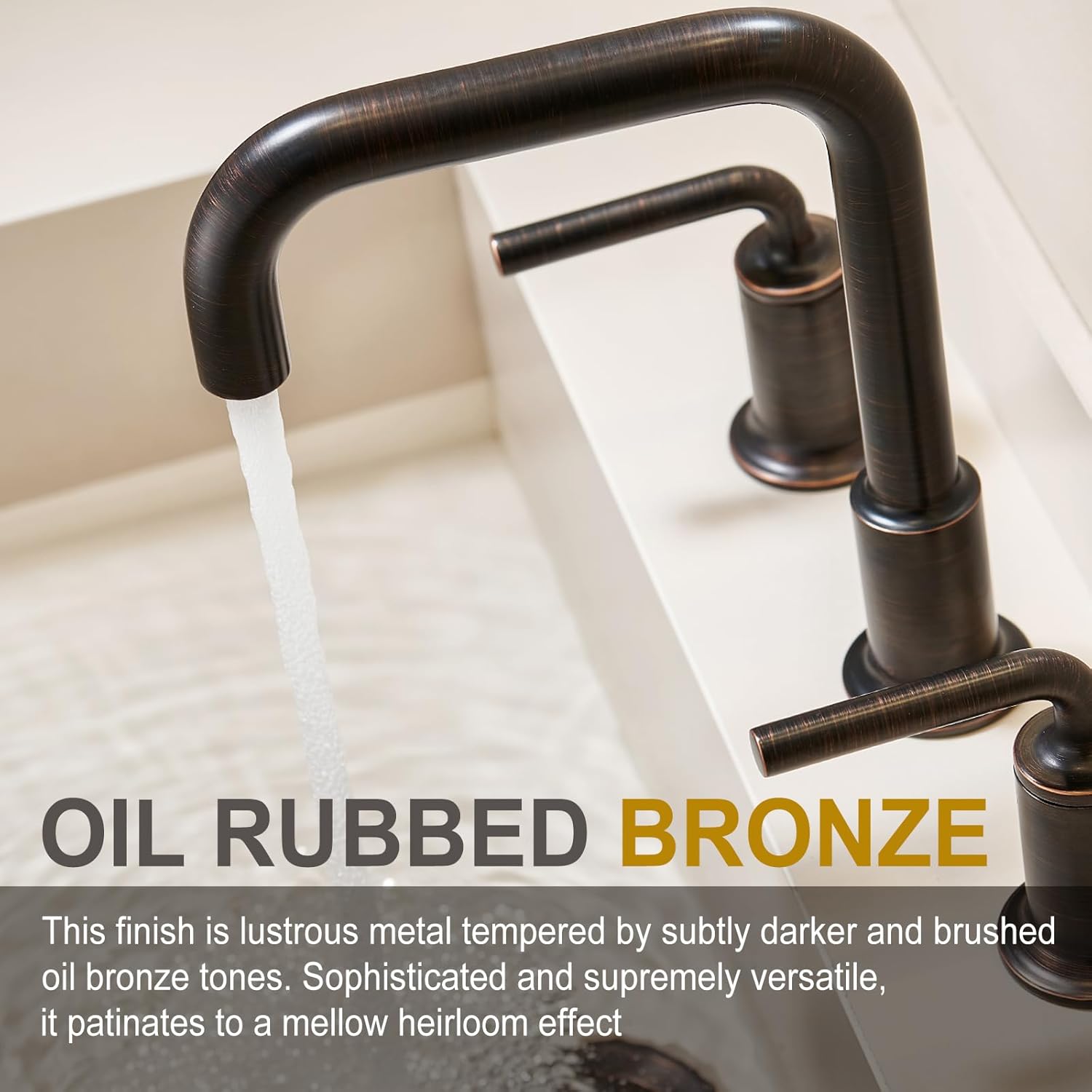 Oil Rubbed Bronze Bathroom Faucet, Lava Odoro 8 Inch Widespread Bathroom 3 Hole Faucet for Sink, Solid Brass 2 Handle with Pop Up Drain Supply Line, BF503-ORB