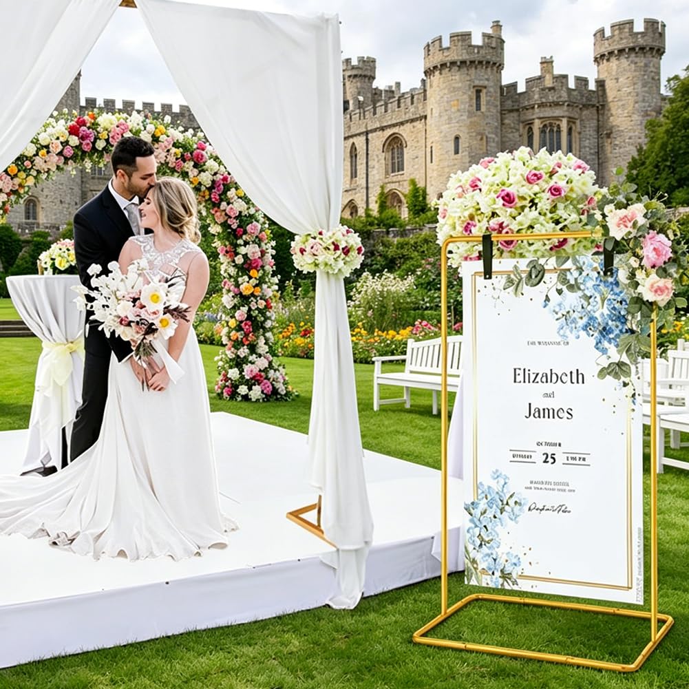 173 x 80 cm - Support de plaque de bienvenue pour mariage, support de plaque de mariage avec 4 sangles en cuir, arche de mariage, support de fond pour panneaux de mariage, support publicitaire, arche