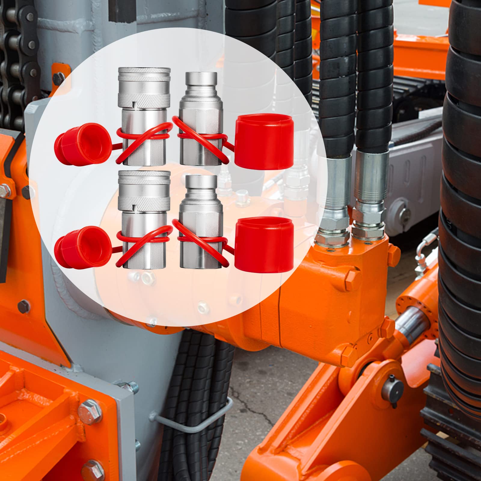 VEVOR Attacco rapido idraulico 1/2" Corpo Accoppiatore idraulico 1/2" NPT Attacco rapido Attacco rapido 2 coppie Attacco rapido idraulico 27,6 MPa 2 coppie