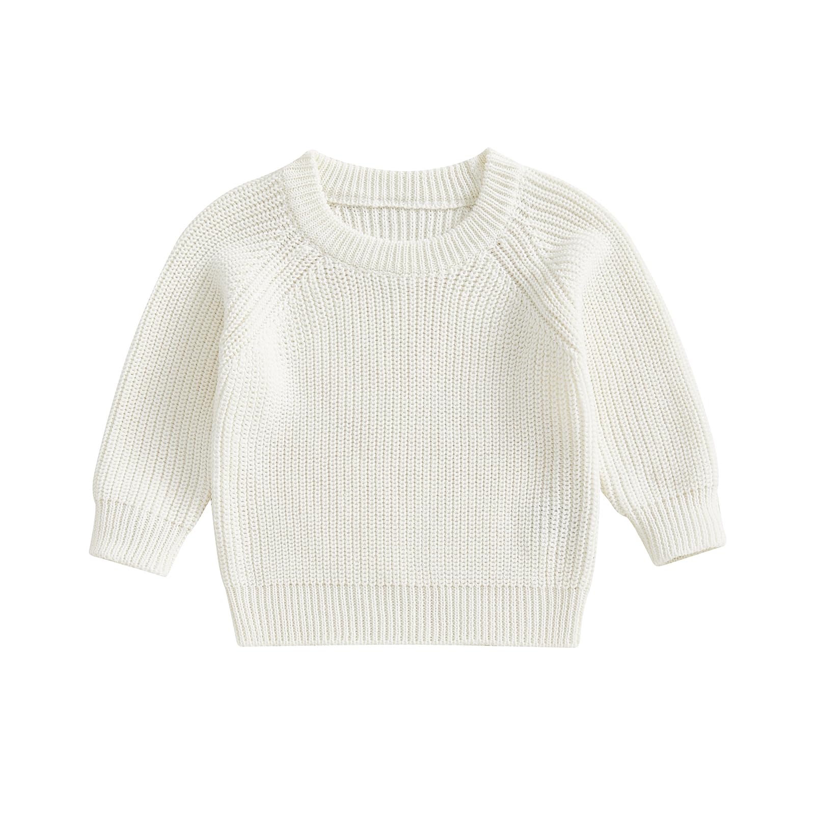 Geagodelia Toddler Baby Boy Girl Warm Sweater Long Sleeve Crew Neck Solid Color Knitted Pullovers Tops Knit Jumpers Sweatshirt Chunky Knitwear Fall Winter Clothes Outfits — view 44