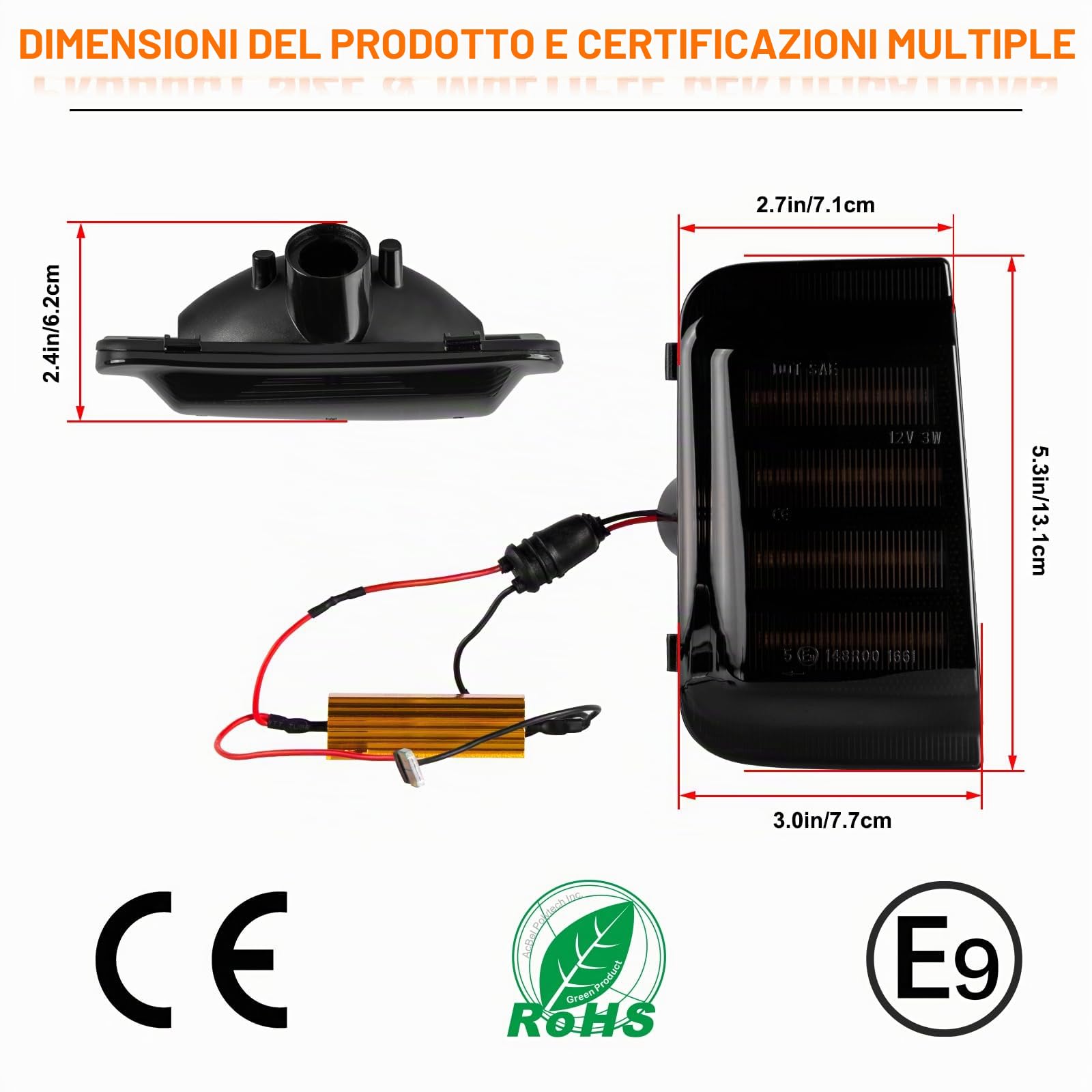 POPMOTORZ Led Indicatori di Direzione Specchietti, 2 Pezzi Frecce LED Specchietto 2835 SMD Nero con Canbus Senza Errori per Boxer Fi-at Ducato Ram Promaster C-itroen Jumper Relay