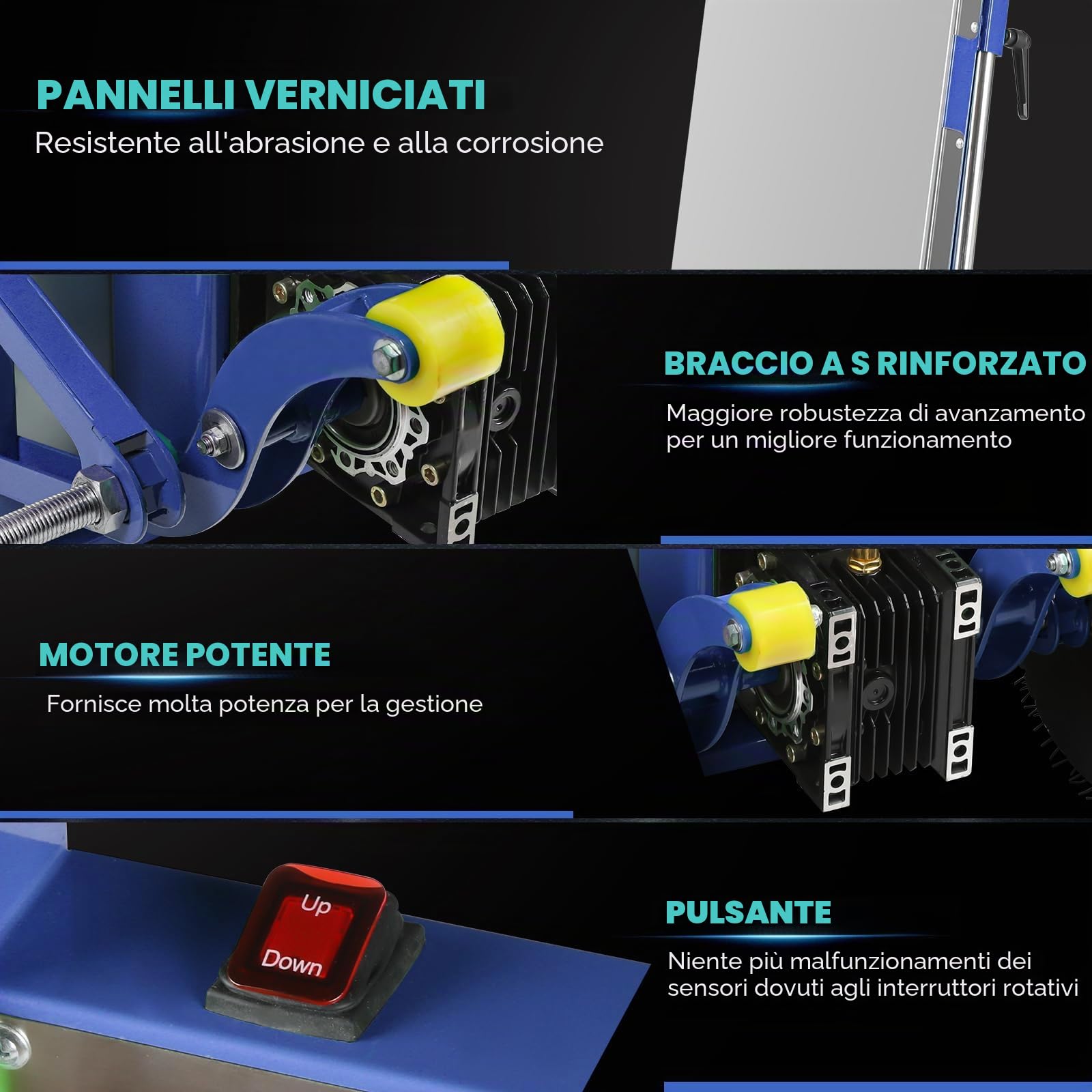 Afitdon Carrello elettrico da 1250 W, scaletta elettrica con capacità di carico di 900 lbs, scale e discese, salire le scale pesanti con corda di sicurezza e pompa ad aria per il trasporto di mobili