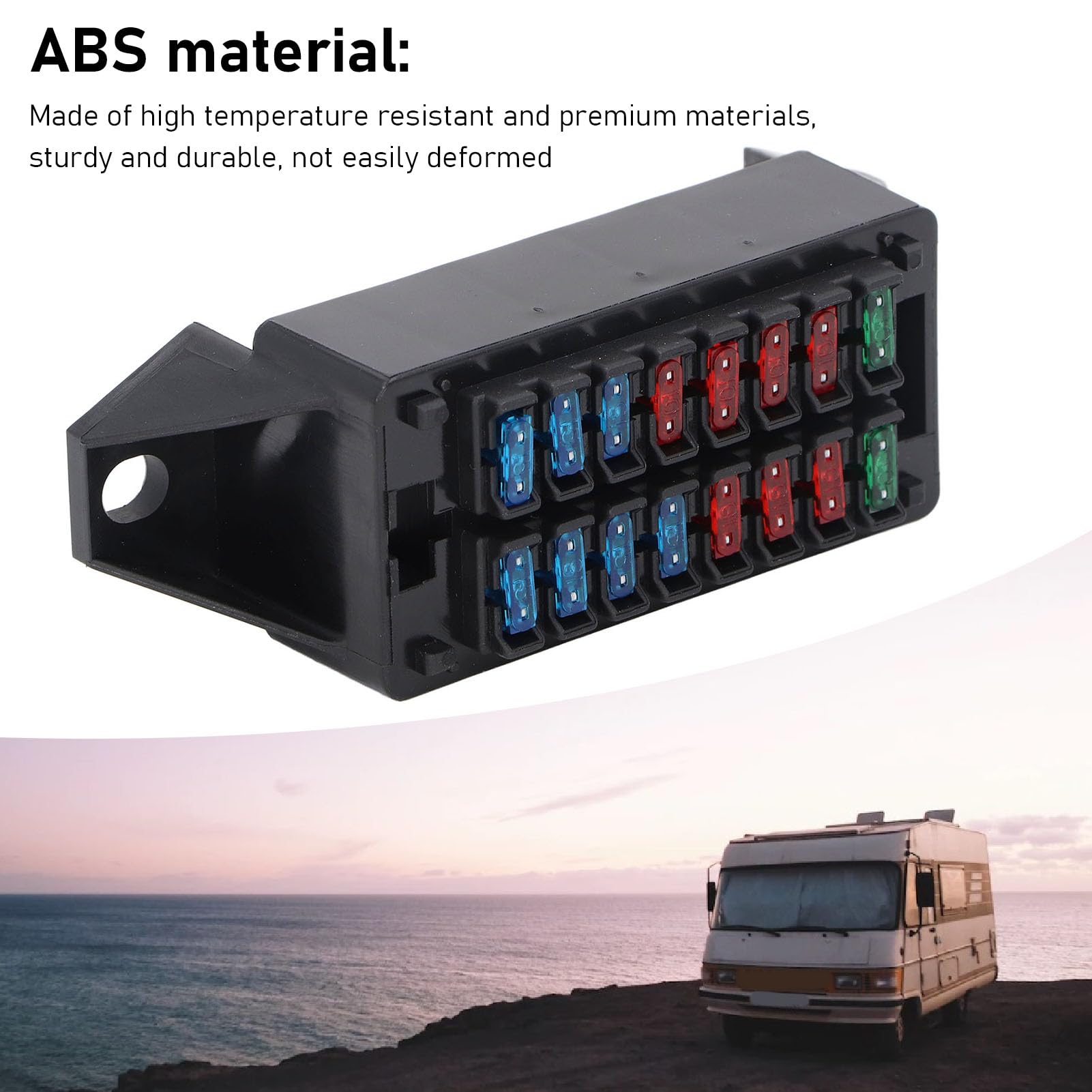 16 Way Blade Fuse Blocks, ATC/ATO Car Fuse Holder 10A 15A 30A Automotive Fuse Box, 32 Crimp Terminals Wiring Hub, for Car Truck Boat - Image 2
