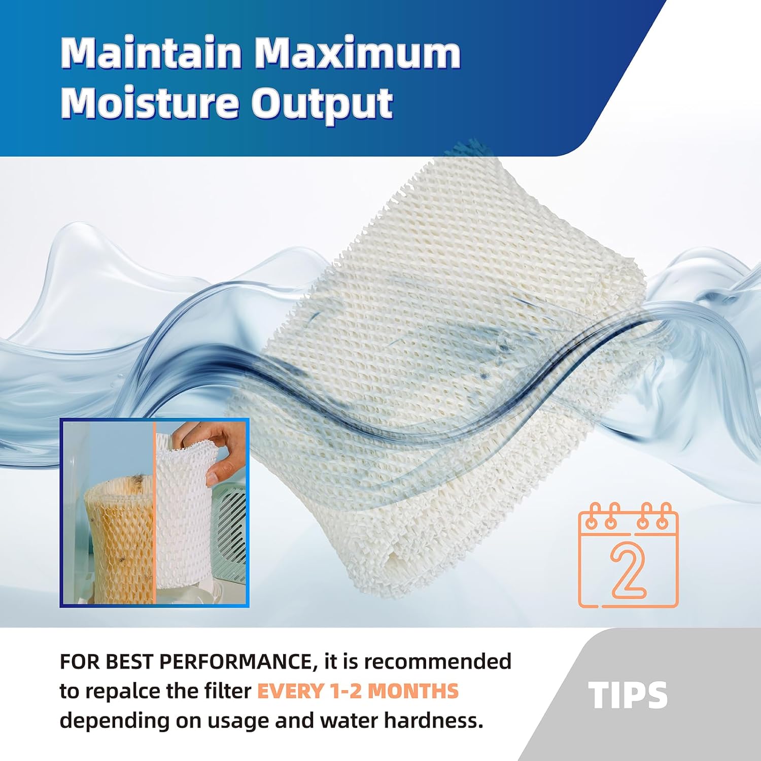 MAF1 Wick humidifier filter Replacement for Essick Air MAF-1 MA0950 Aircare MA1201 MA1200 MA09500 MA12000 MA12001 MA12010 Fits Kenmore 14906 14410 15412 299981 Cool Mist Humidifier Filters - 2 Pack