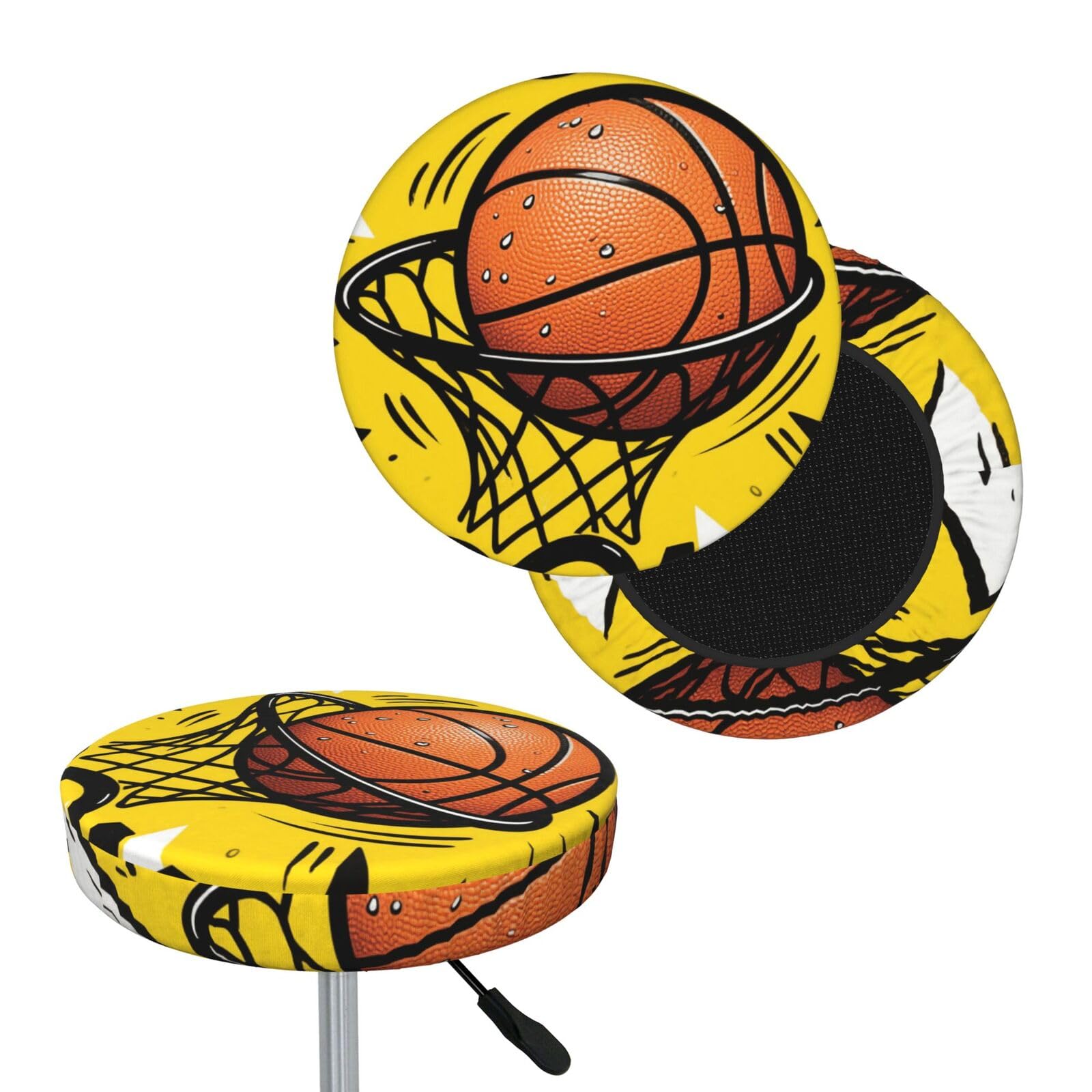 FekiLoot Basketball Round Bar Stool Covers Stretch Washable Bar Stool Covers Dustproof Slipcover Bar Chair Covers with Elastic Band for Bar Kitchen Living Room Decor 14 Inch
