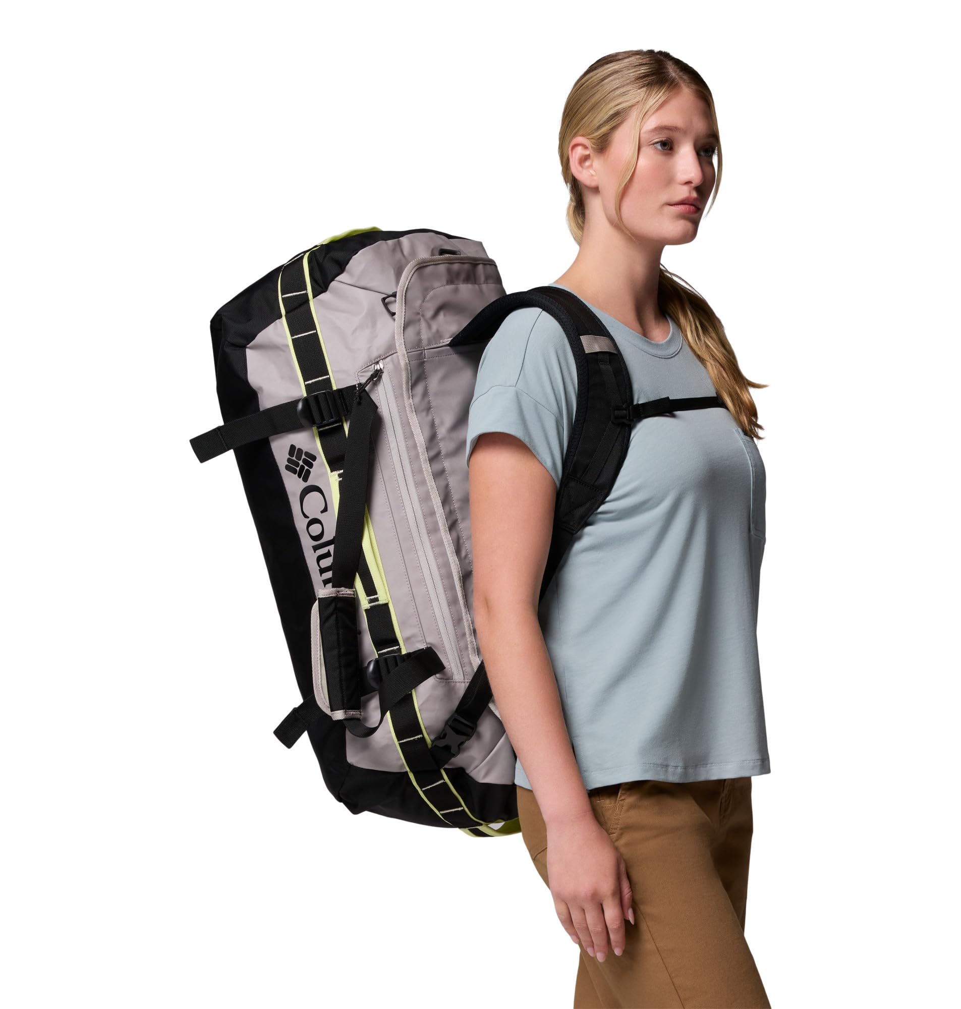 Columbia Landroamer Sac de Sport Unisexe 60 l, Gris Silex/Noir/Citron Haze, Taille Unique