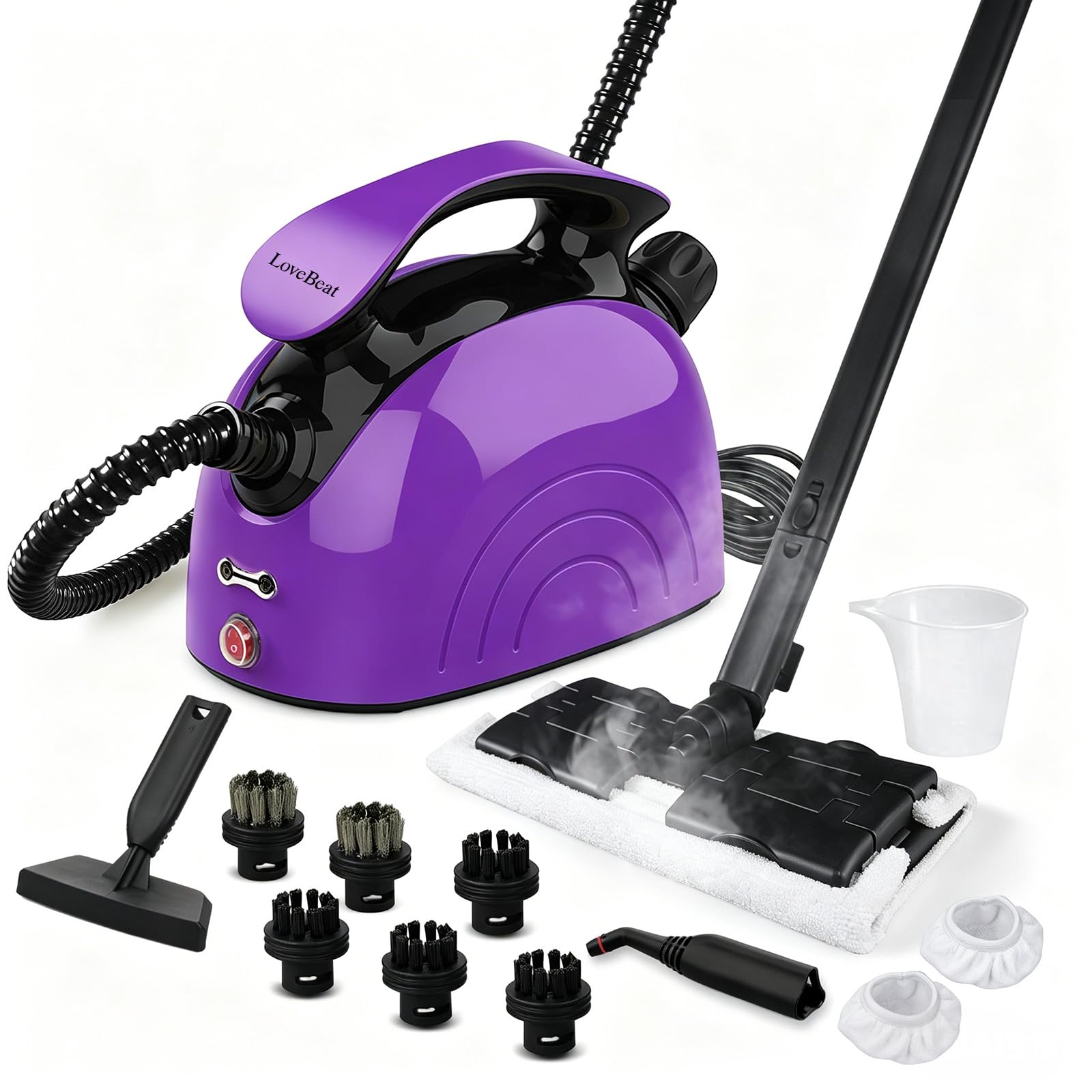 LoveBeat Nettoyeur vapeur, nettoyeur vapeur portatif, nettoyage multifonctionnel sans produits chimiques, adapté aux sols, fours, toilettes et graisses de cuisine.
