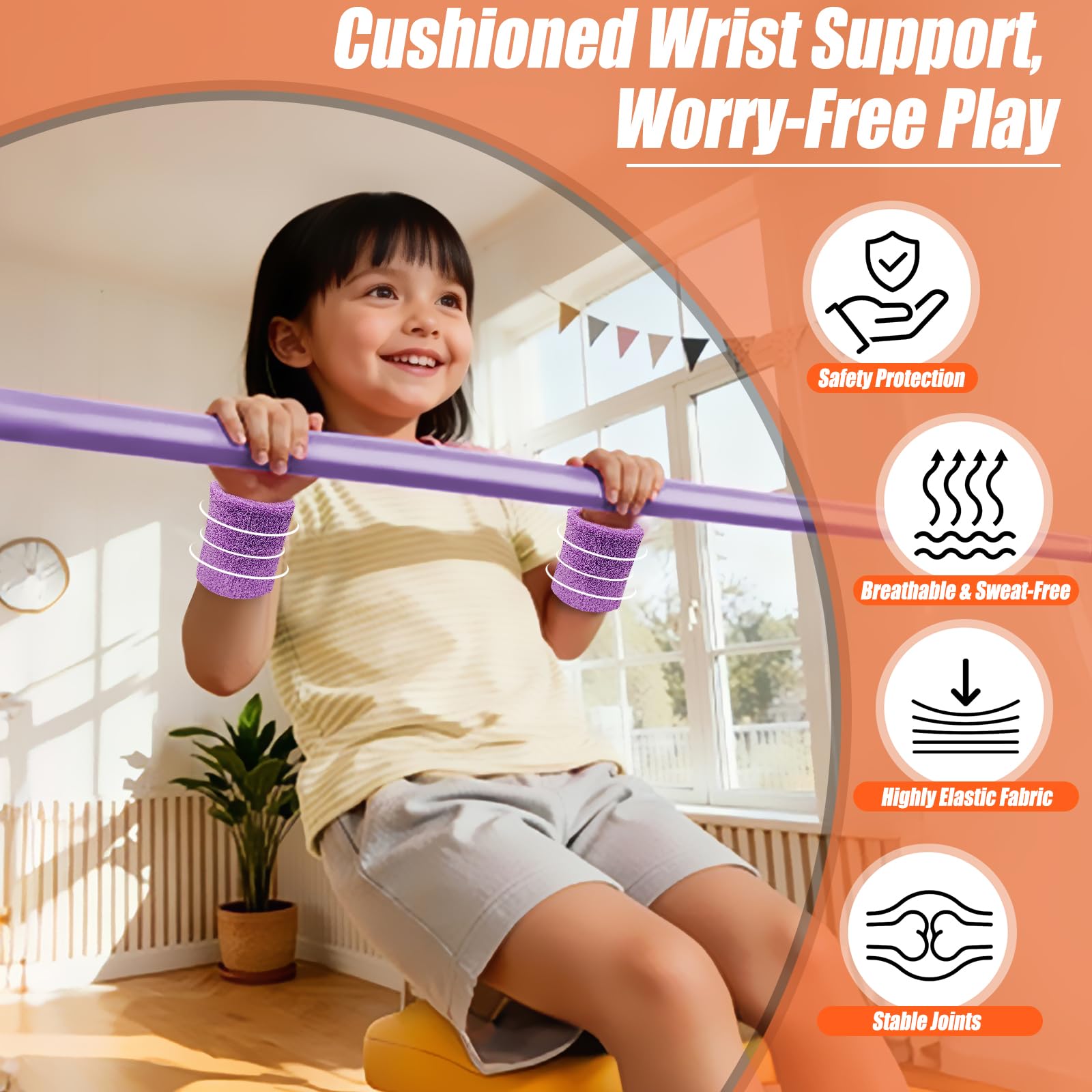Triclicks Barre de Gymnastique pour Enfants, Barre d'entraînement Pliable avec Hauteur réglable, Barres Horizontales Extensibles pour Enfants, Filles, garçons (Violet 2)