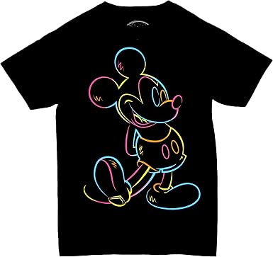 Vintage Mickey Neon T-Shirt Large Black 