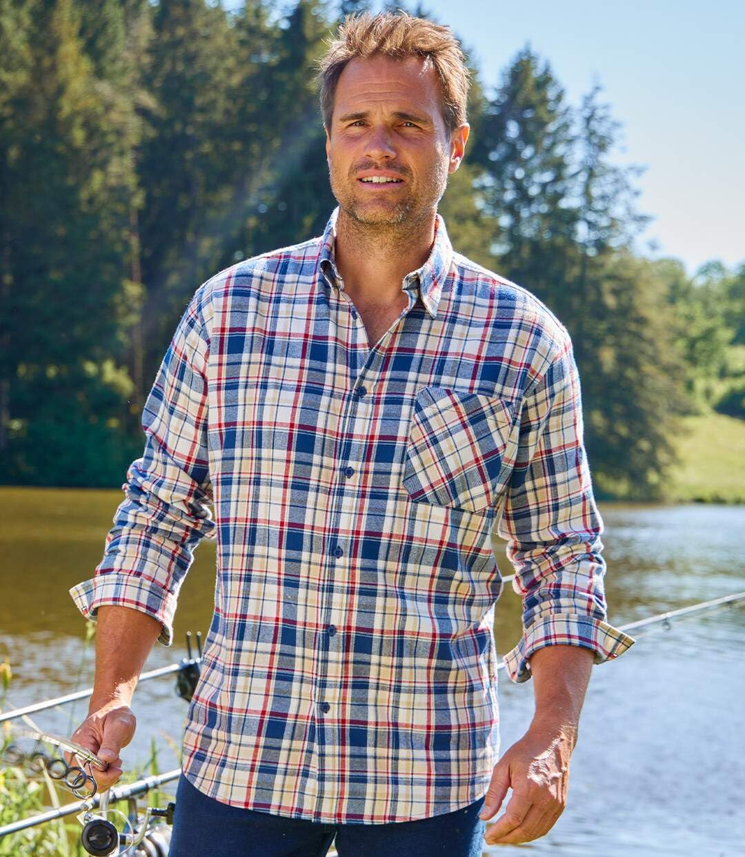 ATLAS FOR MEN - Camicia a Quadri in Flanella - Manica Lunga - Disponibile nelle Taglie Grandi